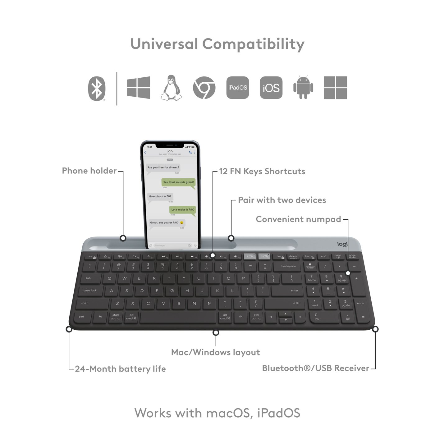 Logitech K580 Slim Trådlöst tangentbord