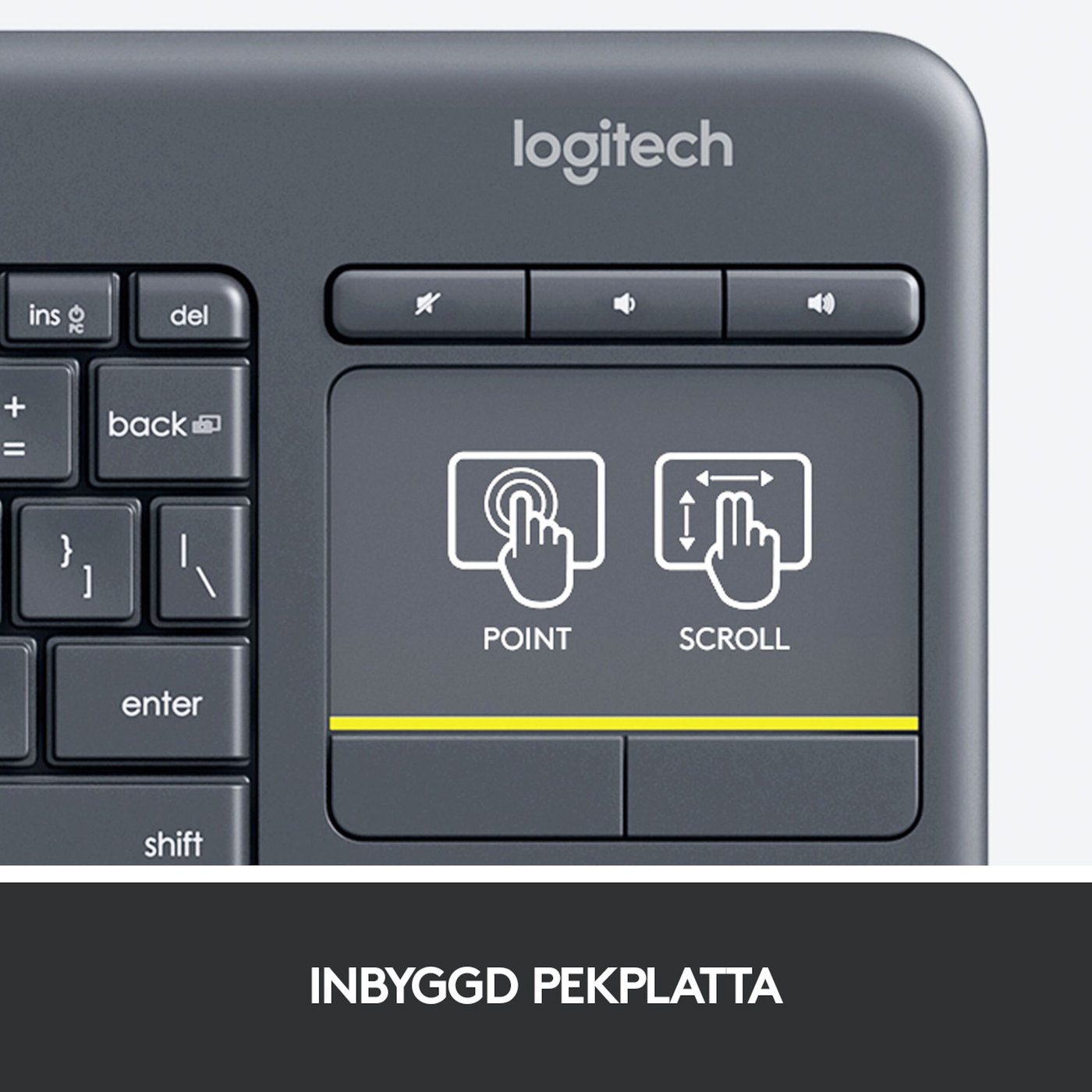 Logitech K400 Plus Trådlöst tangentbord med Touchpad