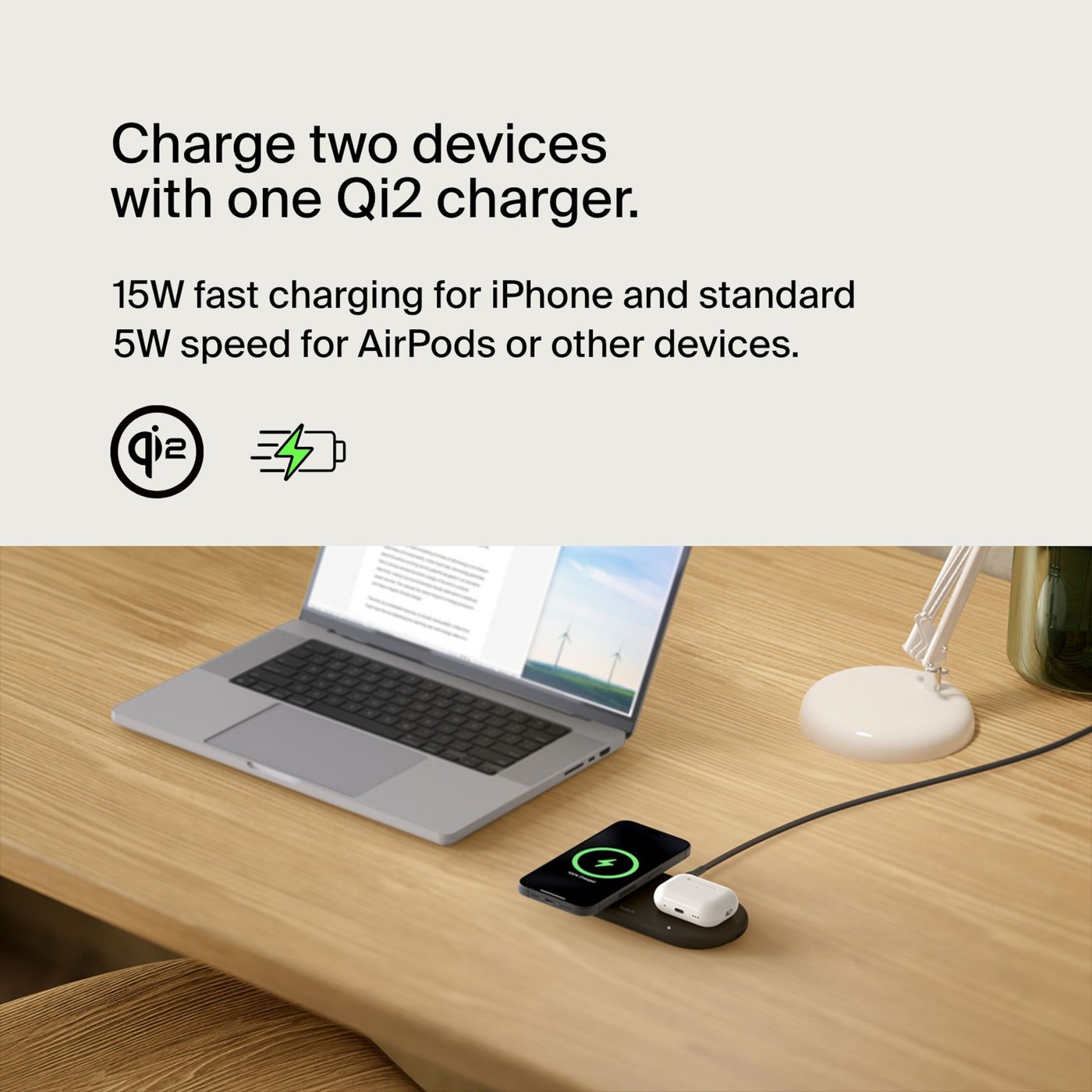Belkin BoostCharge Pro 2-i-1 med Qi2 15 W Svart