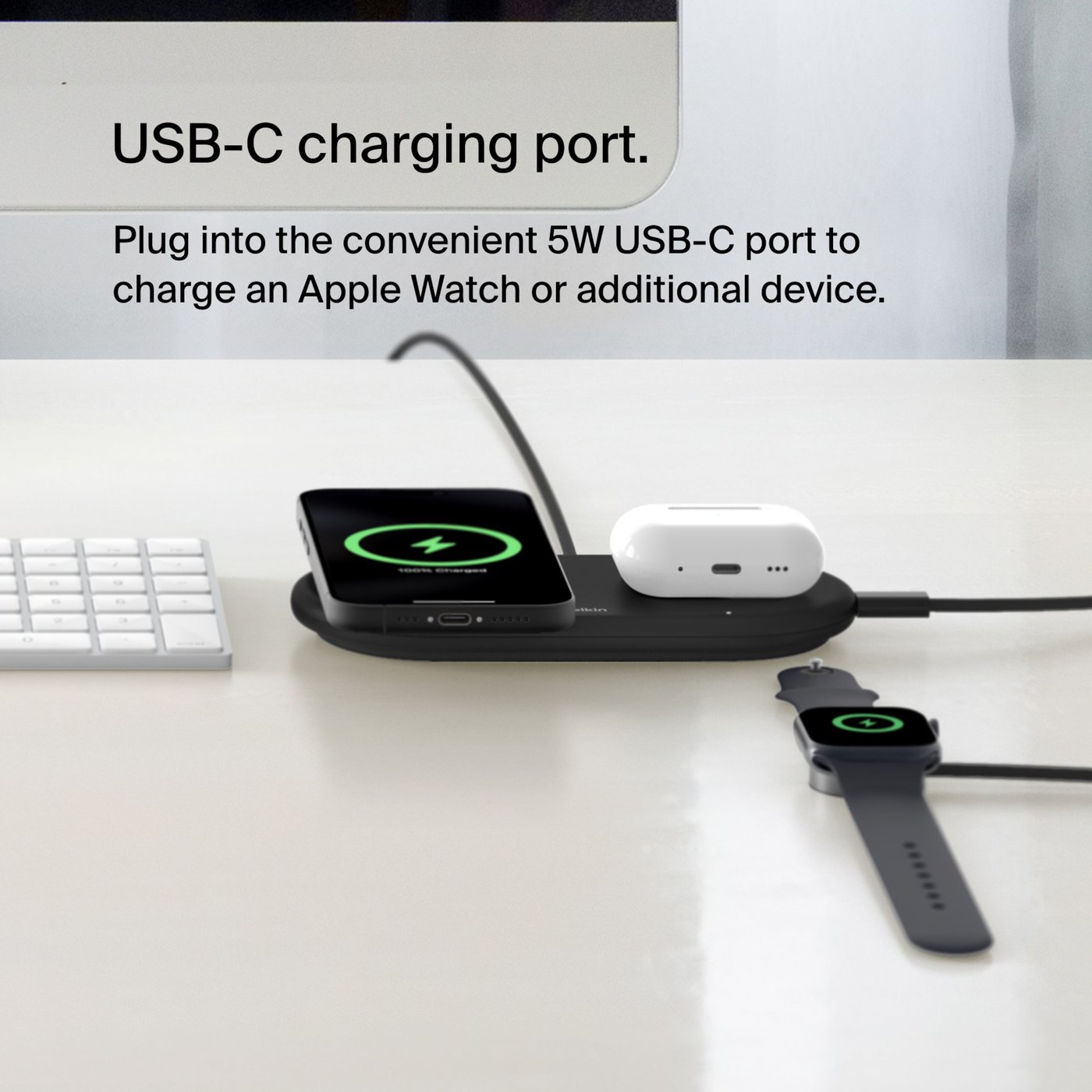 Belkin BoostCharge Pro 2-i-1 med Qi2 15 W Svart