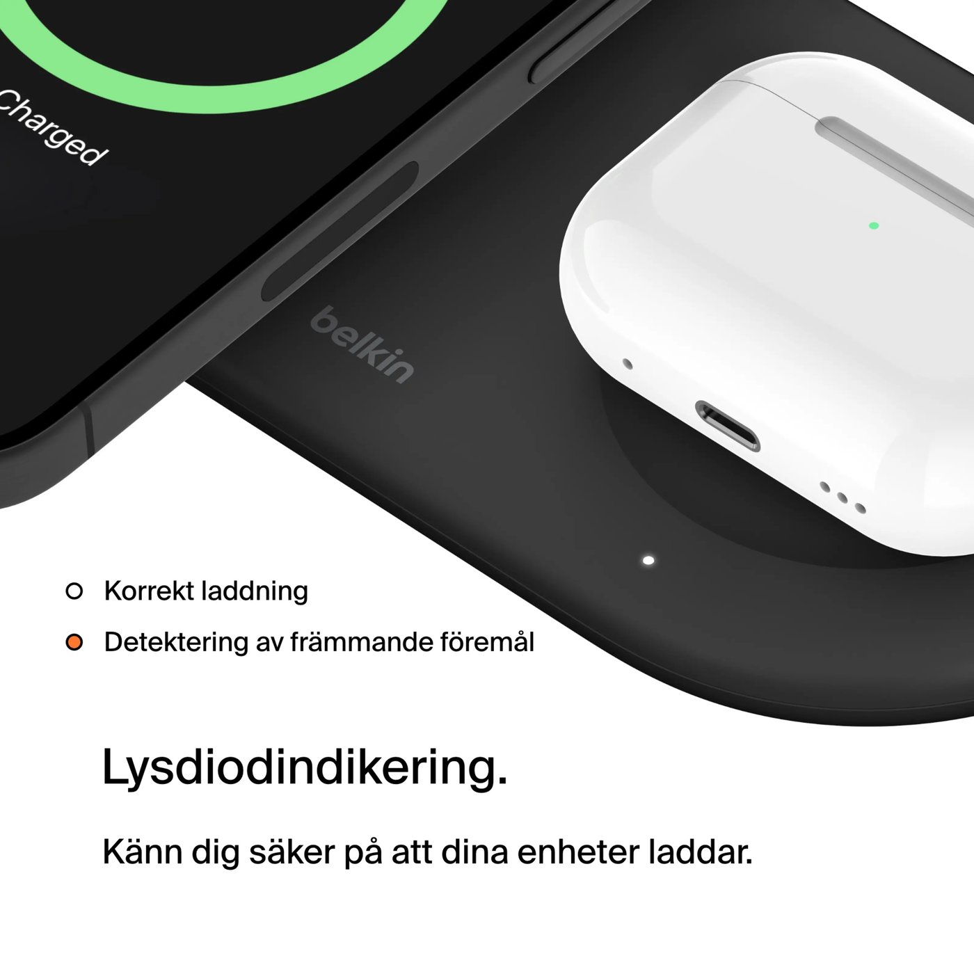 Belkin BoostCharge Pro 2-in-1 med Qi2 15 W Svart