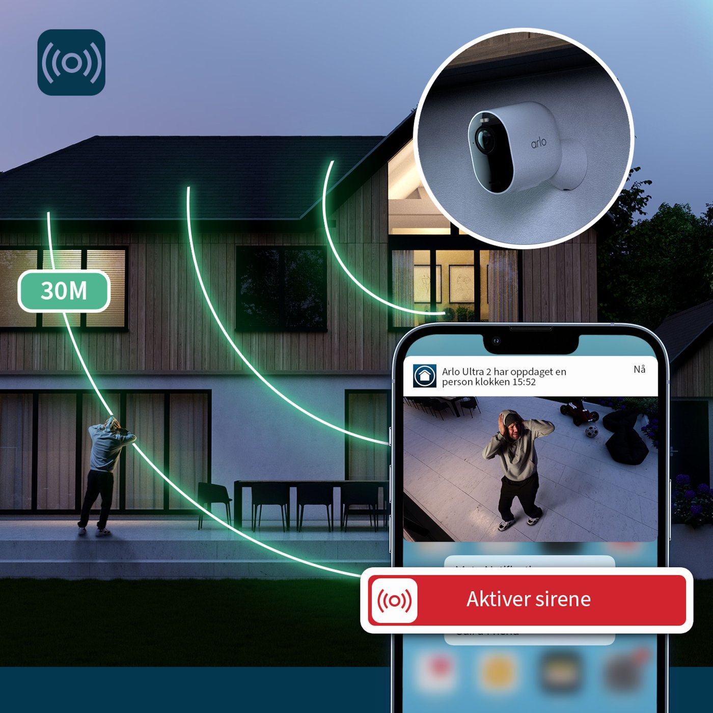 Arlo Ultra 2 Spotlight Trådløst overvåkingskamera 4-pk. Hvit