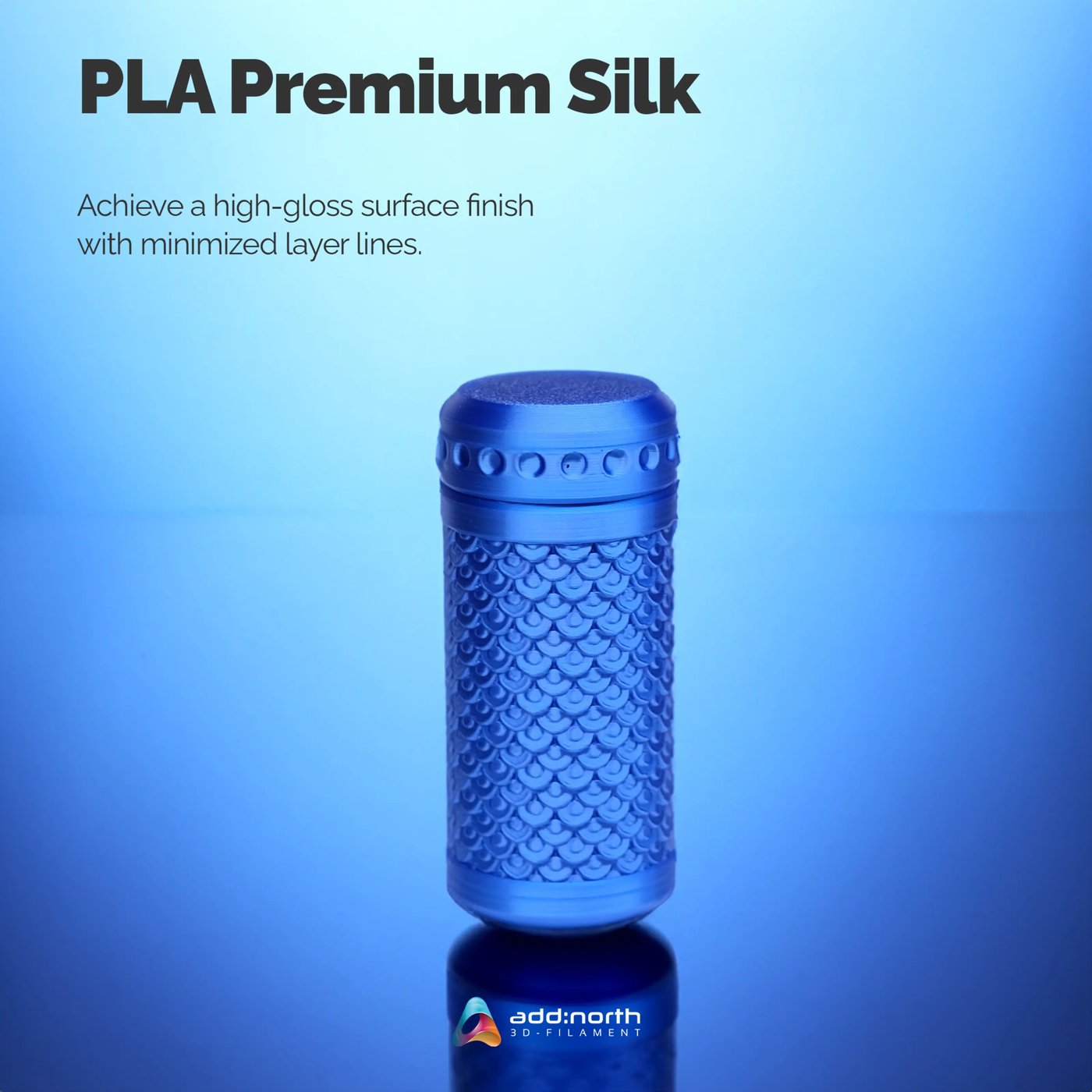 Addnorth PLA Premium Silk-filament för 3D-skrivare 1,75 mm Blå