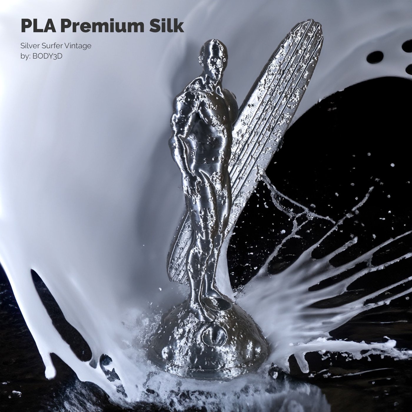 Addnorth PLA Premium Silk-filament för 3D-skrivare 1,75 mm Silver