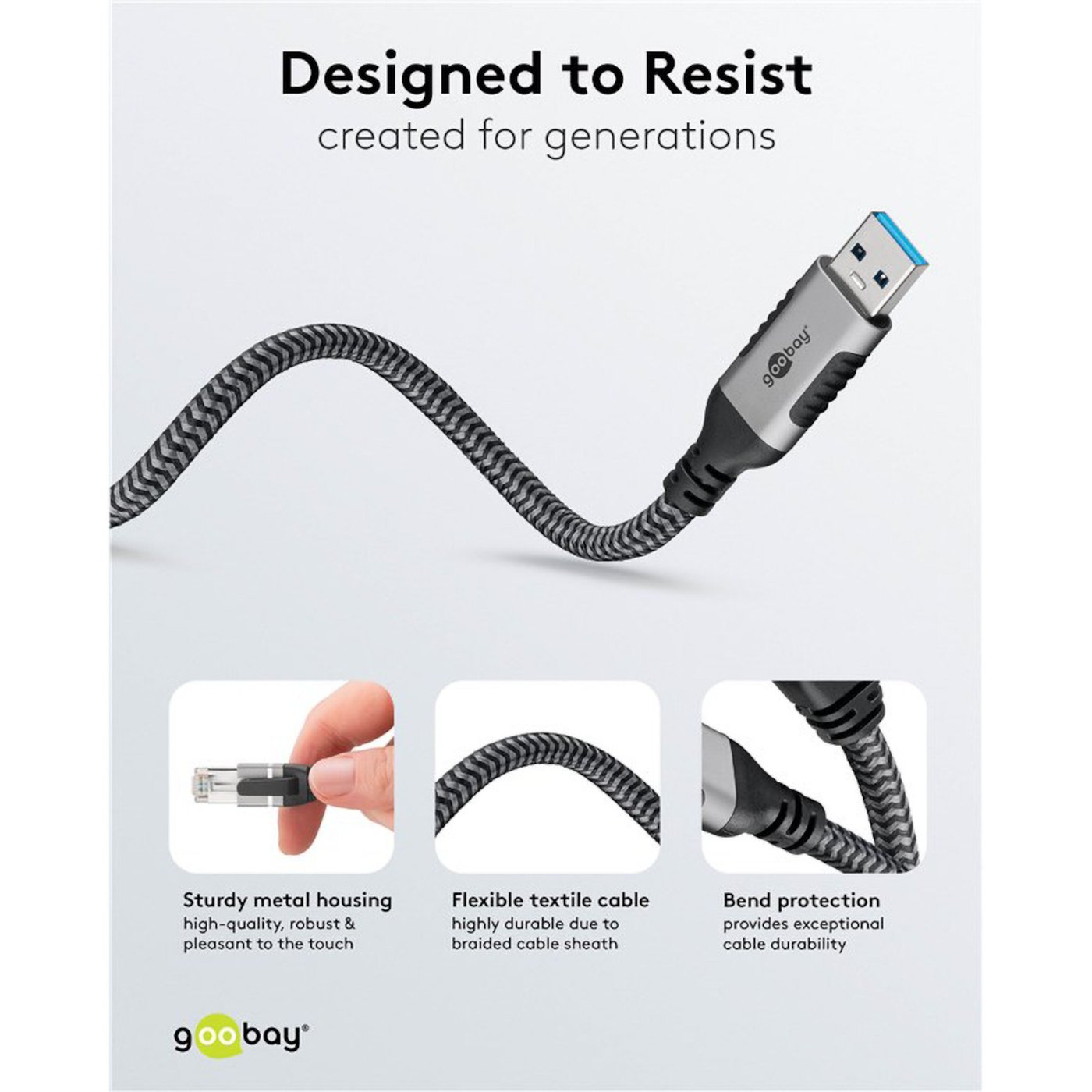 Nätverkskabel med USB-anslutning USB-A 1 m