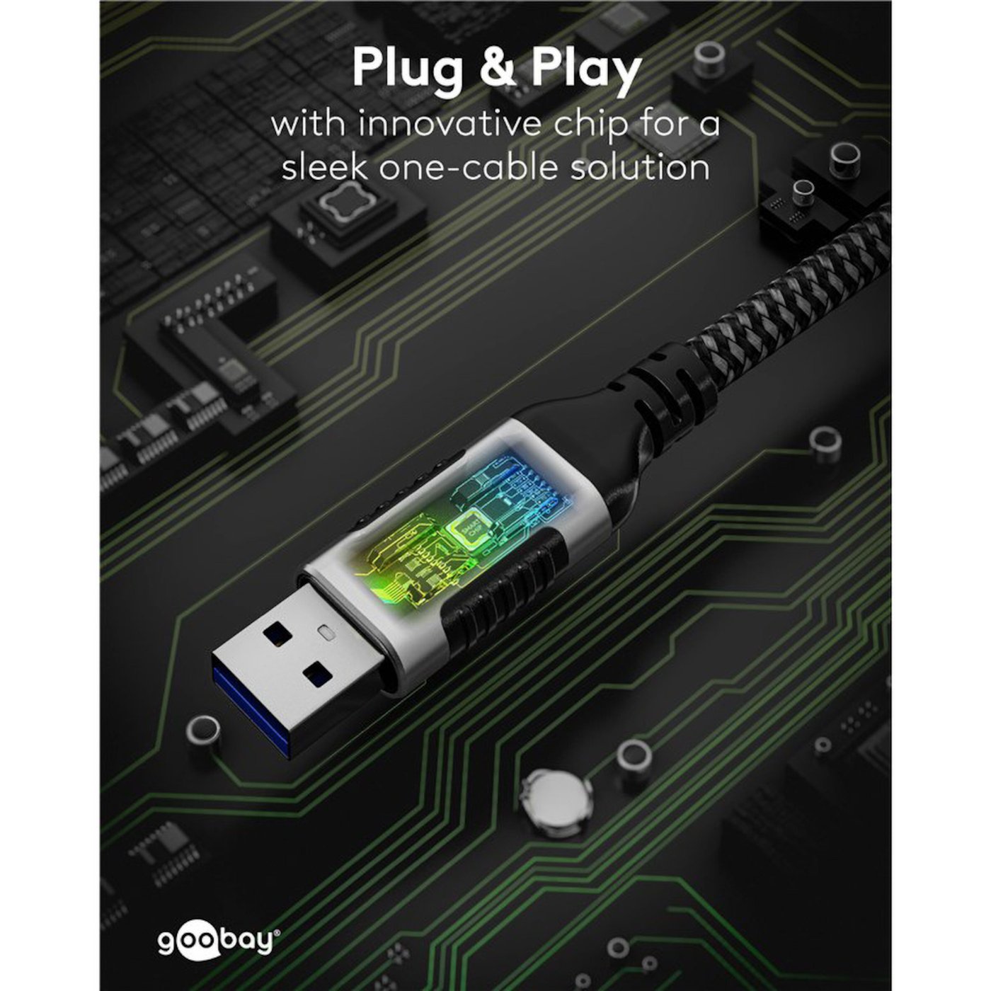 Nätverkskabel med USB-anslutning USB-A 1 m