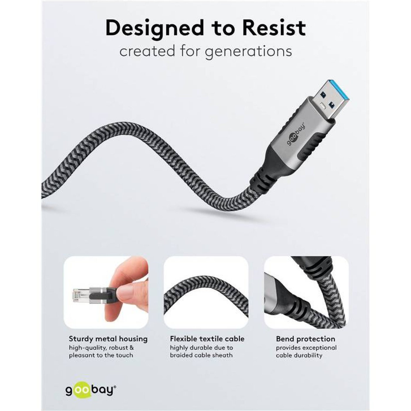 Nettverkskabel med USB-tilkobling USB-A 2 m