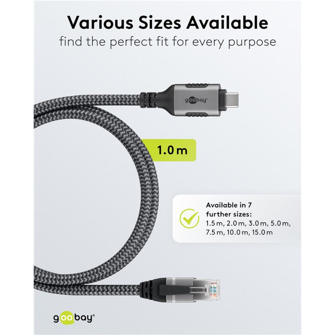 Nettverkskabel med USB-tilkobling USB-C 1 m