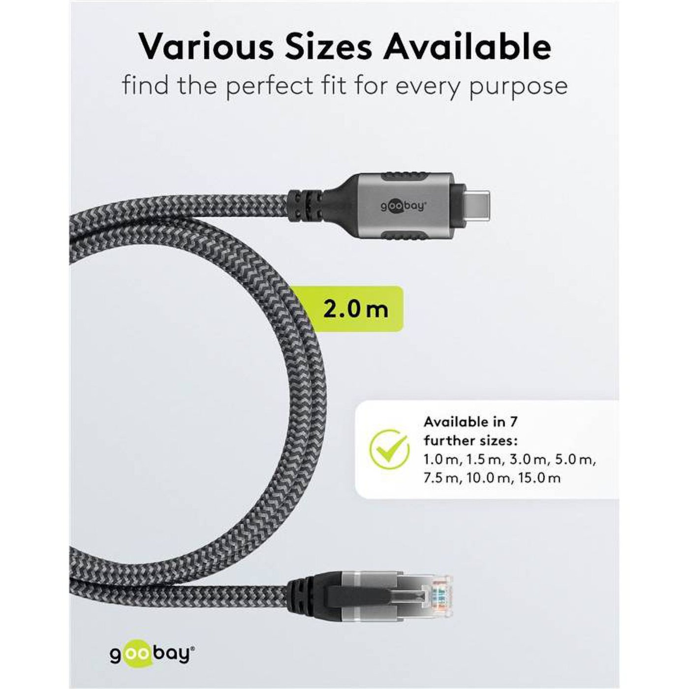 Nätverkskabel med USB-anslutning USB-C 2 m