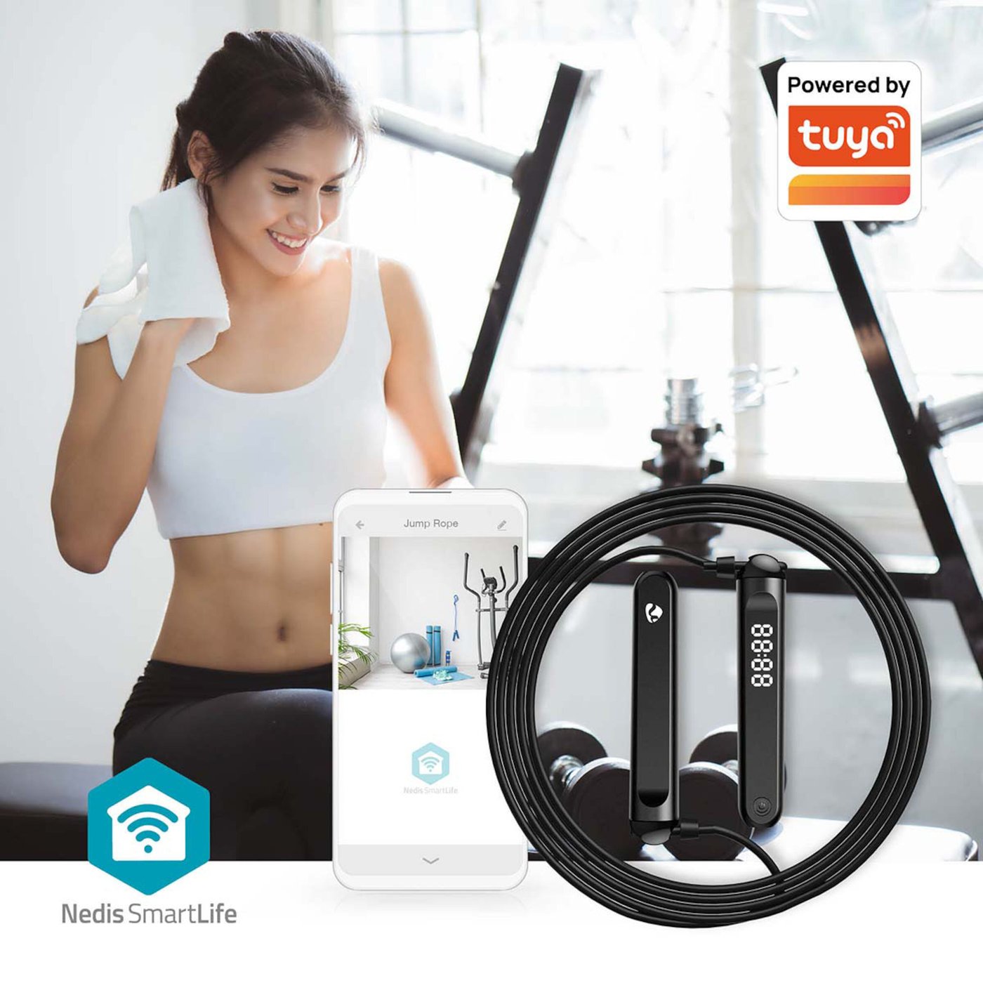 Nedis 2-i-1 Fitness Smart Hoppetau med Bluetooth