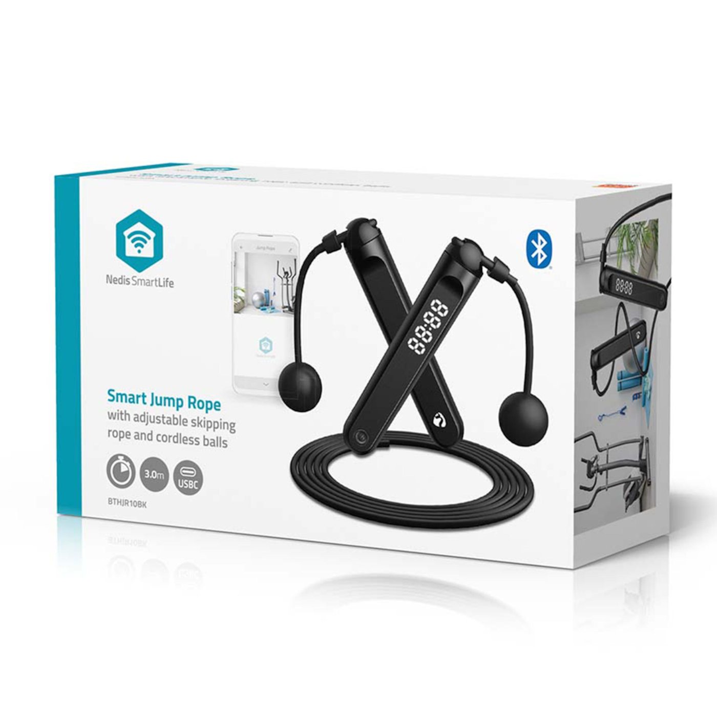 Nedis 2-i-1 Fitness Smart Hoppetau med Bluetooth