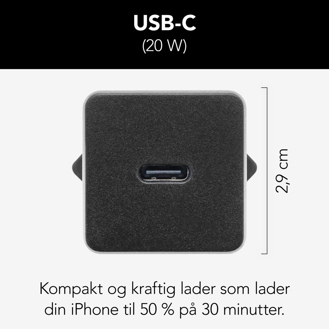 Linocell USB-C-lader med PD 20 W Svart