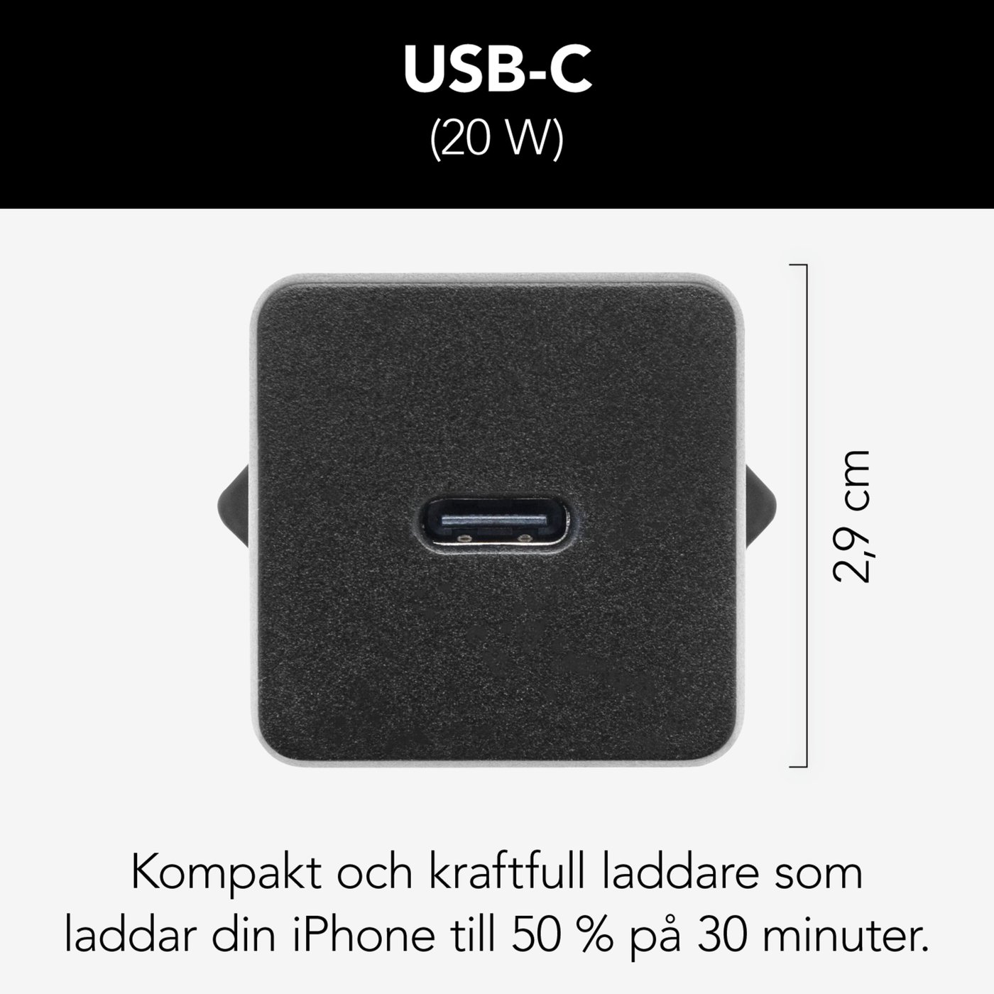 Linocell USB-C-laddare med PD 20 W Svart