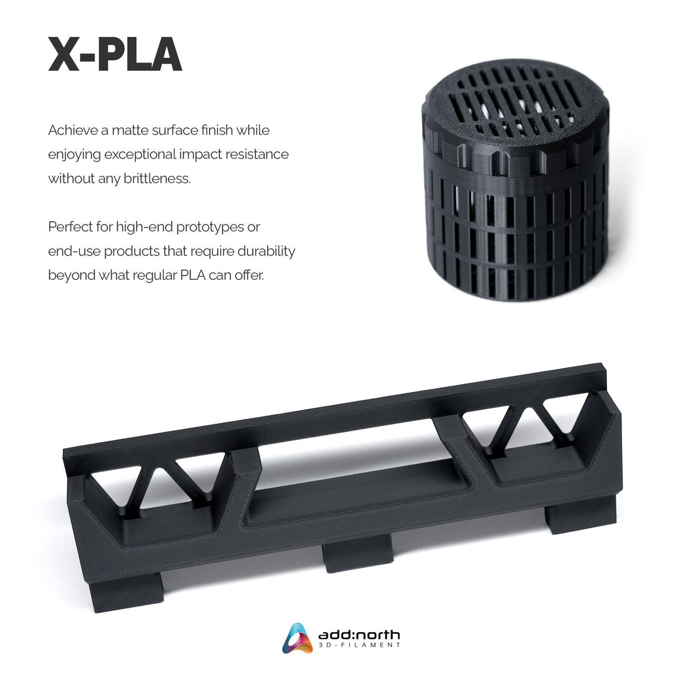 Addnorth X-PLA-filament for 3D-skriver 1,75 mm Svart