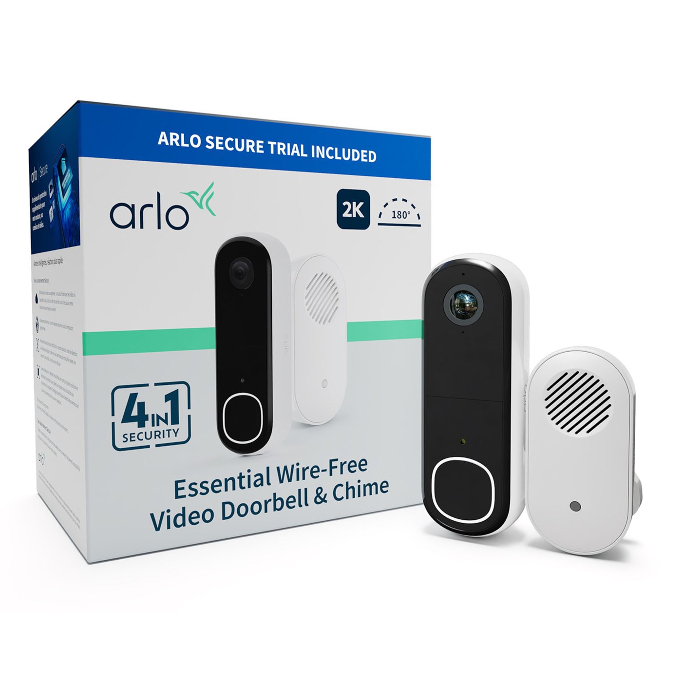 Arlo Essential 2K Trådløs videodørklokke med Chime 2