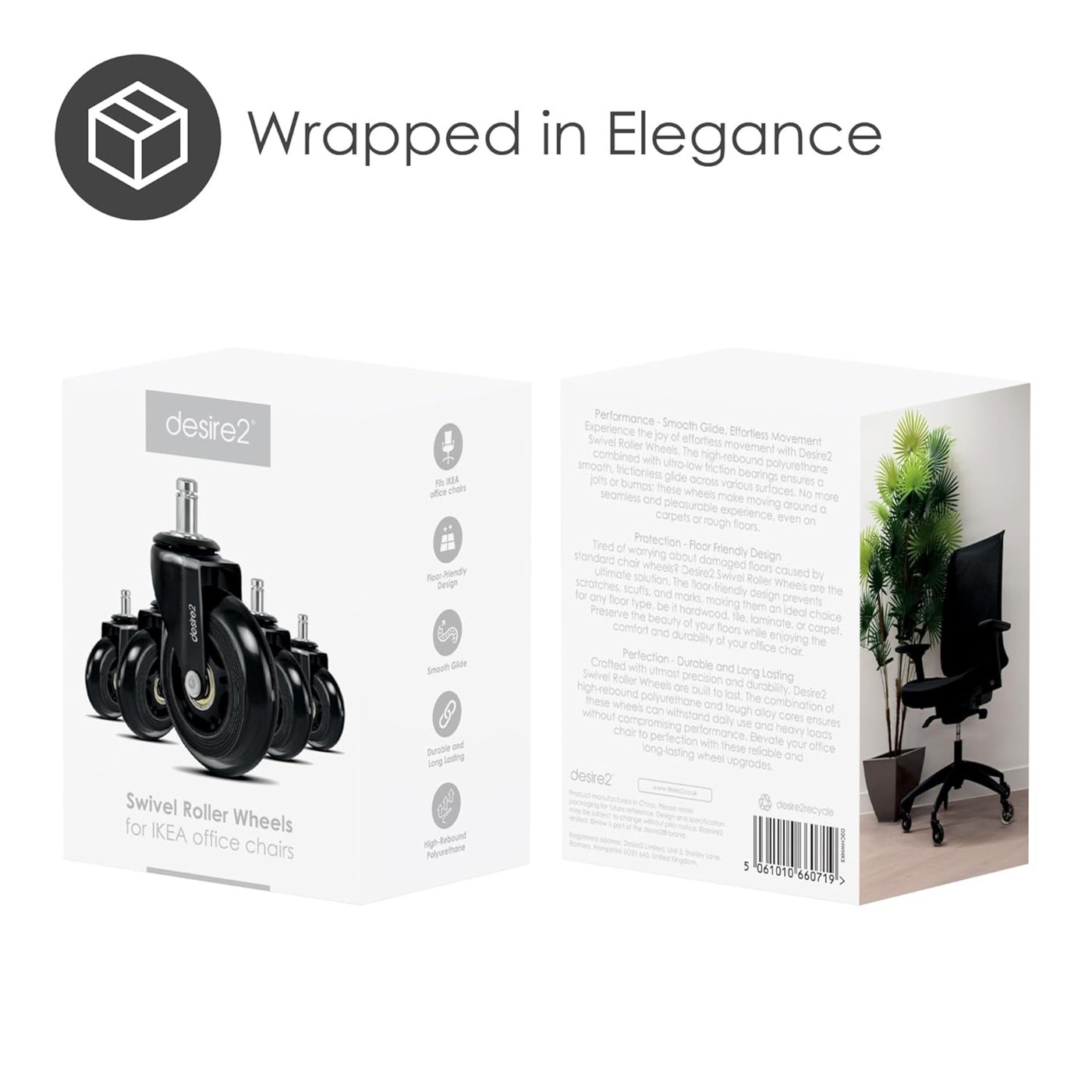 Desire2 Universalhjul for kontorstoler 5-pk.