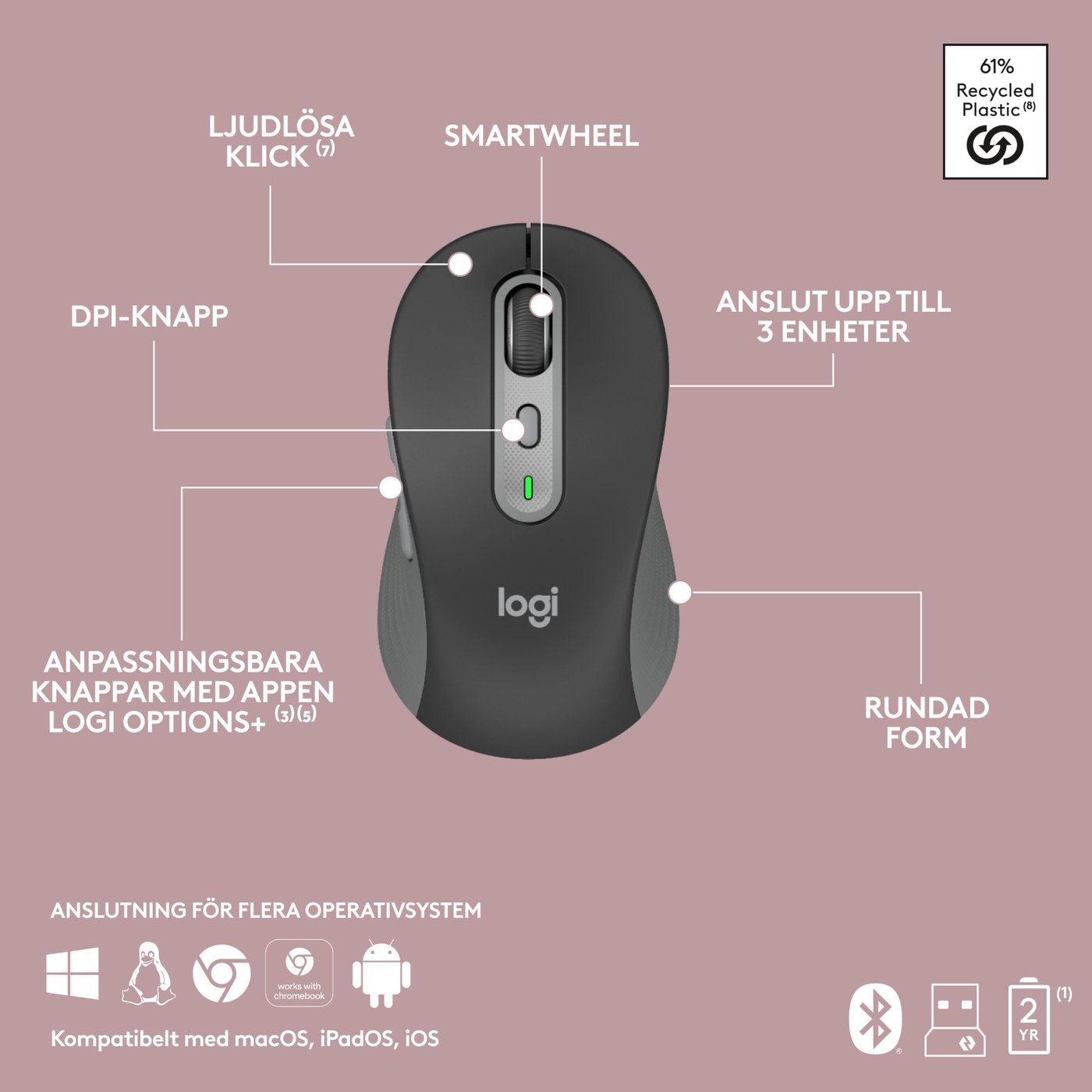 Logitech MK950 Signature Slim Trådlöst tangentbord och mus