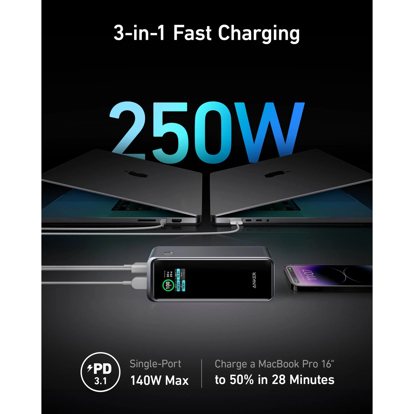 Anker Prime Powerbank 250 W PD 3.1 27650 mAh