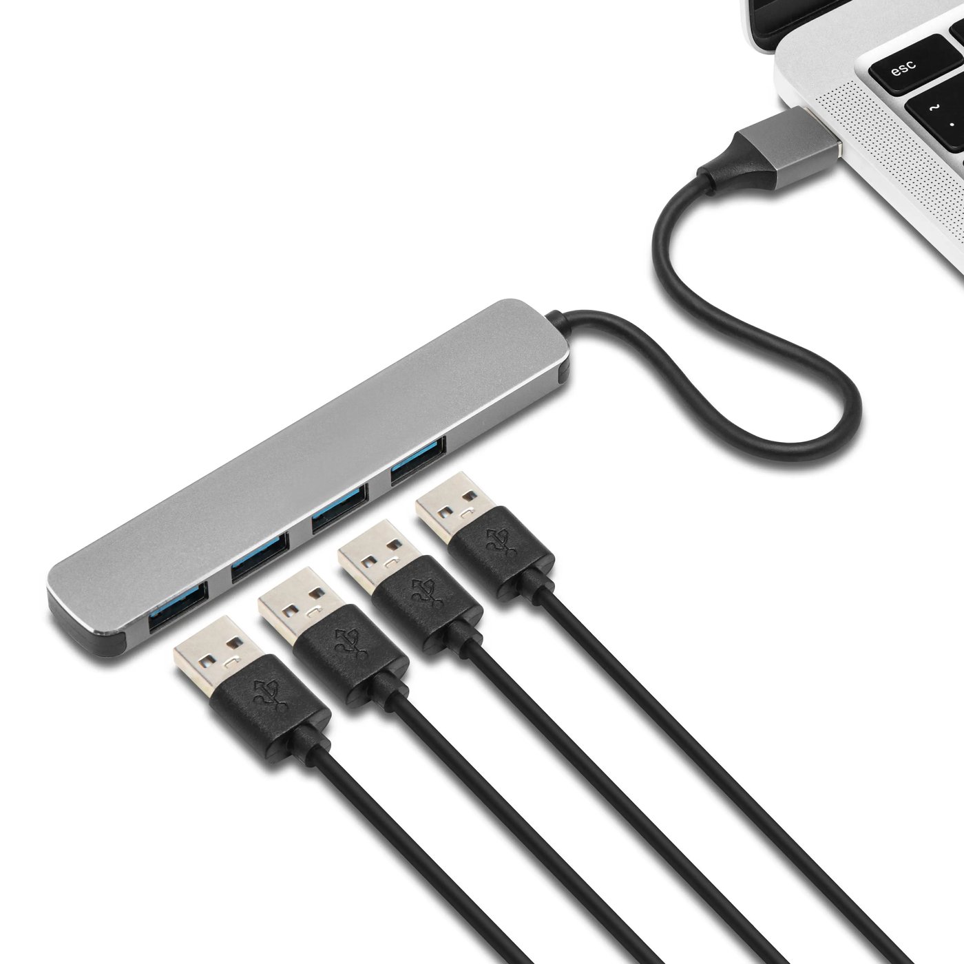Plexgear USB-A-hubb CB222 med USB-A-anslutning 4-vägs