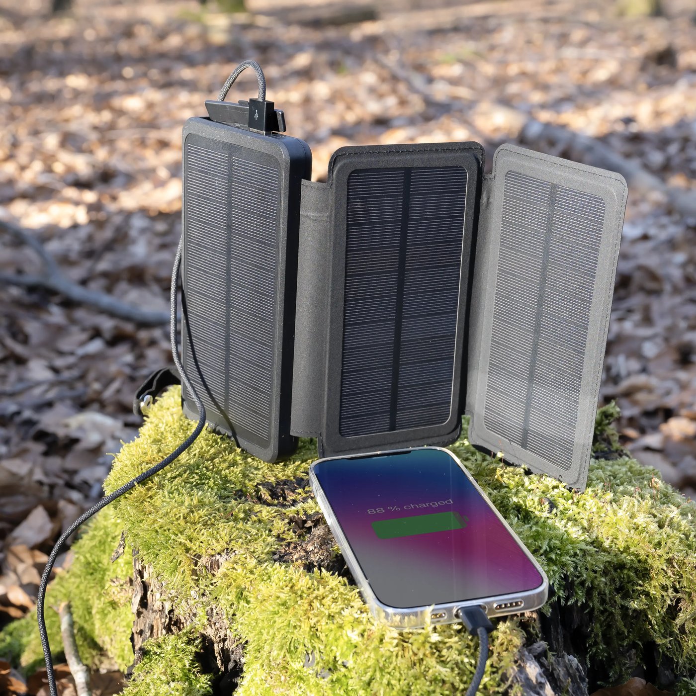 Linocell Powerbank med solcellelading 20 W 8000 mAh