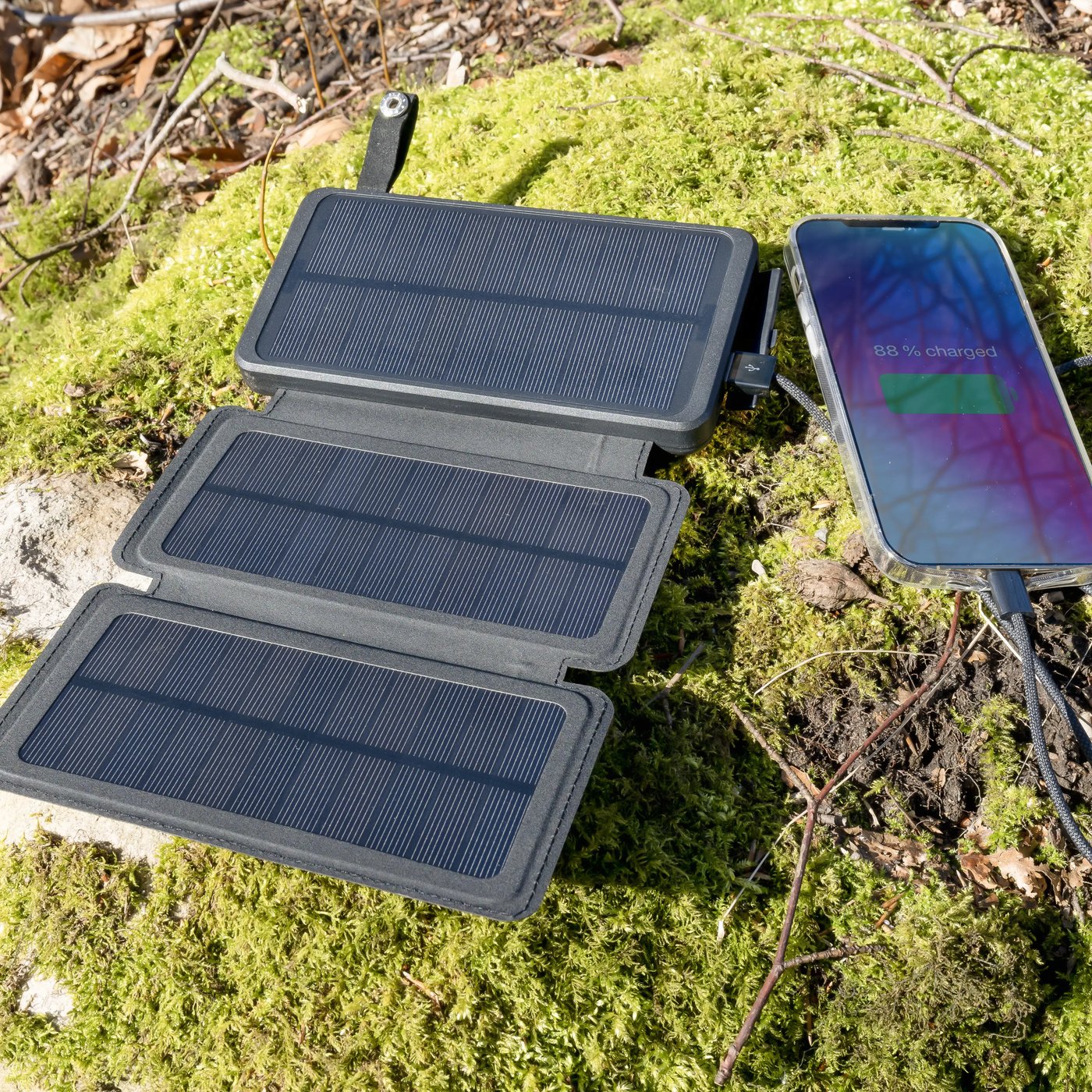 Linocell Powerbank med solcellelading 20 W 8000 mAh