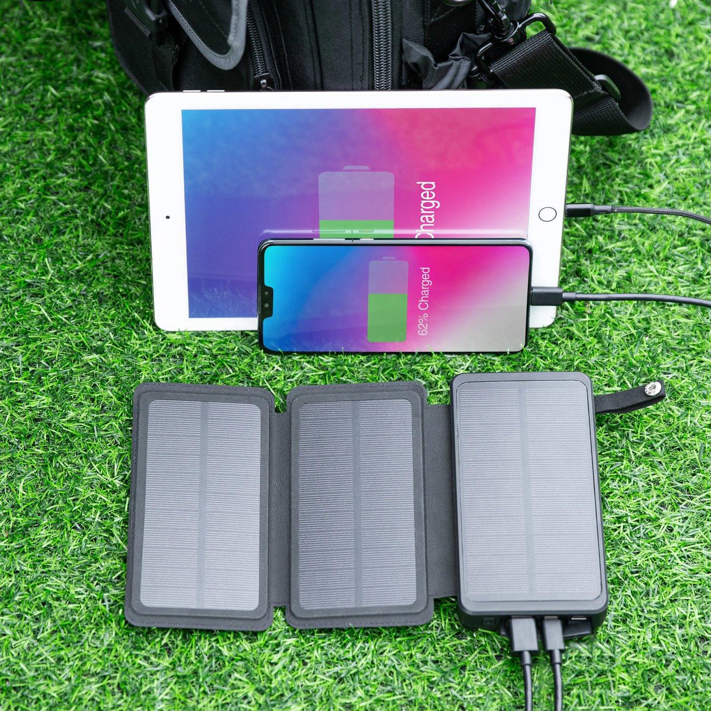 Linocell Powerbank med solcellelading 20 W 8000 mAh