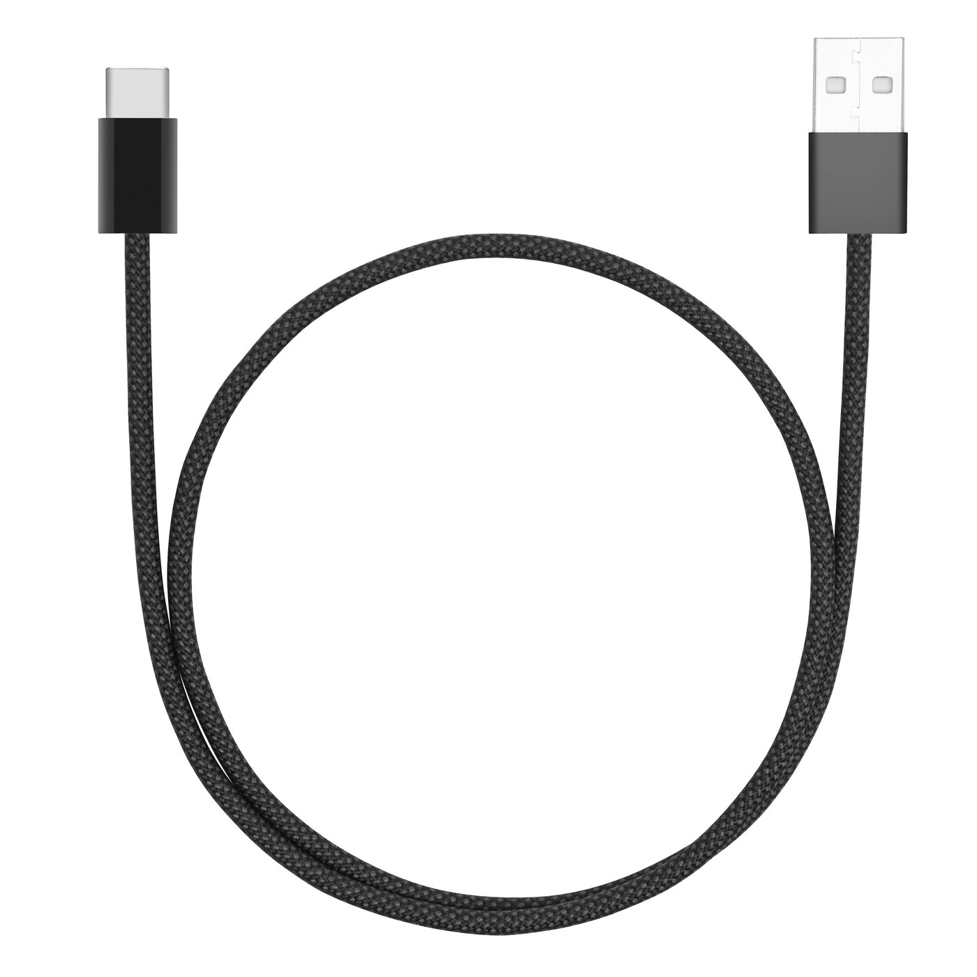 Linocell Flätad USB-A- till USB-C-kabel Svart 0,5 m