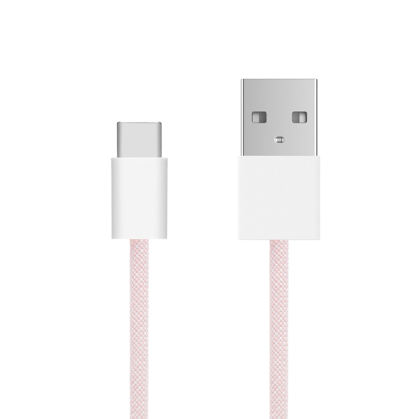Linocell Flettet USB-A- til USB-C-kabel Rosa 2 m