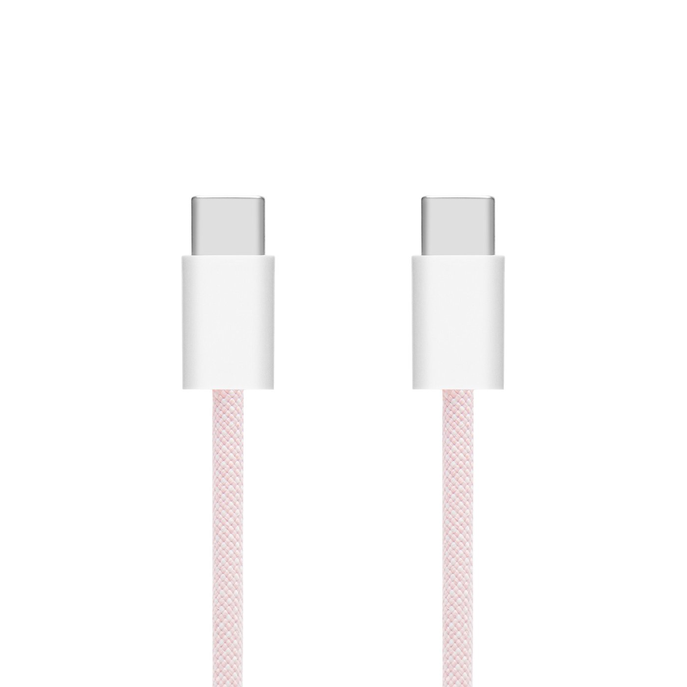 Linocell Flätad USB-C- till USB-C-kabel 60W Rosa 0,5