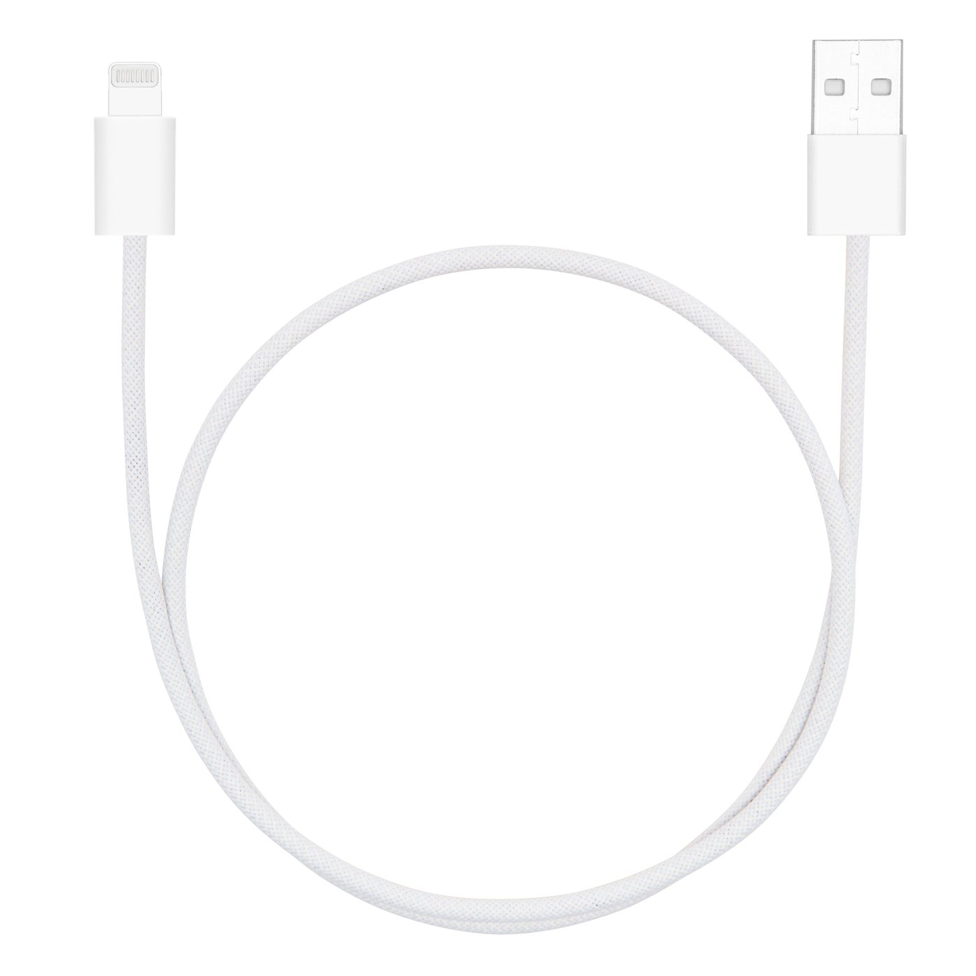 Linocell Flätad USB-A- till Lightning-kabel Vit 0,5 m