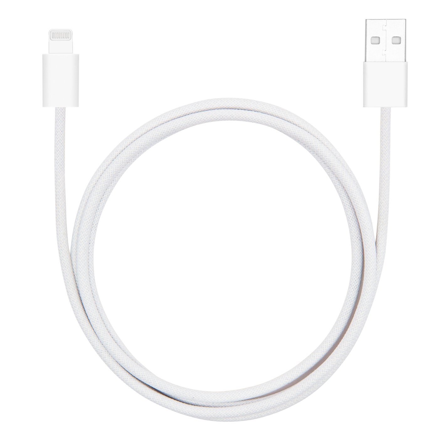 Linocell Flettet USB-A- til Lightning-kabel Hvit 1 m