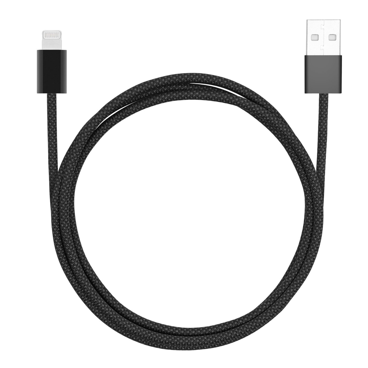 Linocell Flätad USB-A- till Lightning-kabel Svart 1 m