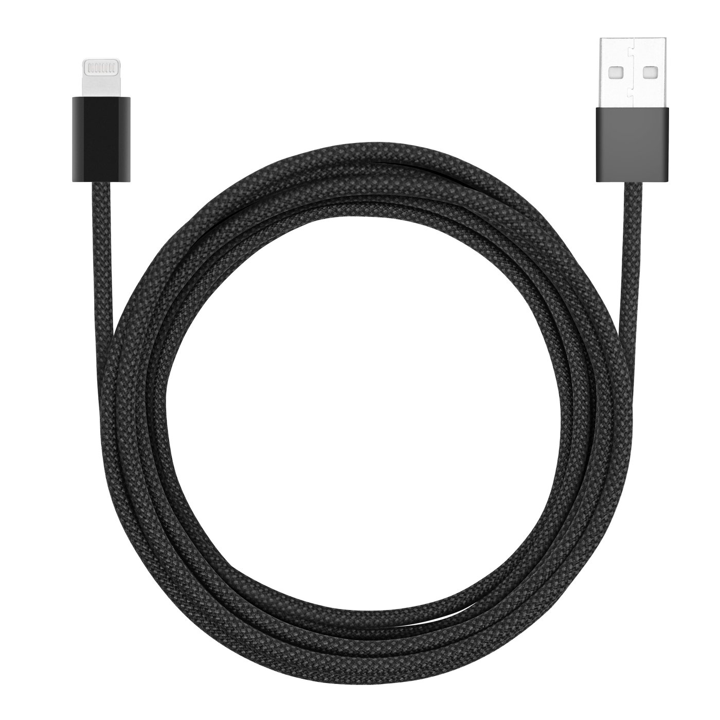 Linocell Flätad USB-A- till Lightning-kabel Svart 2 m
