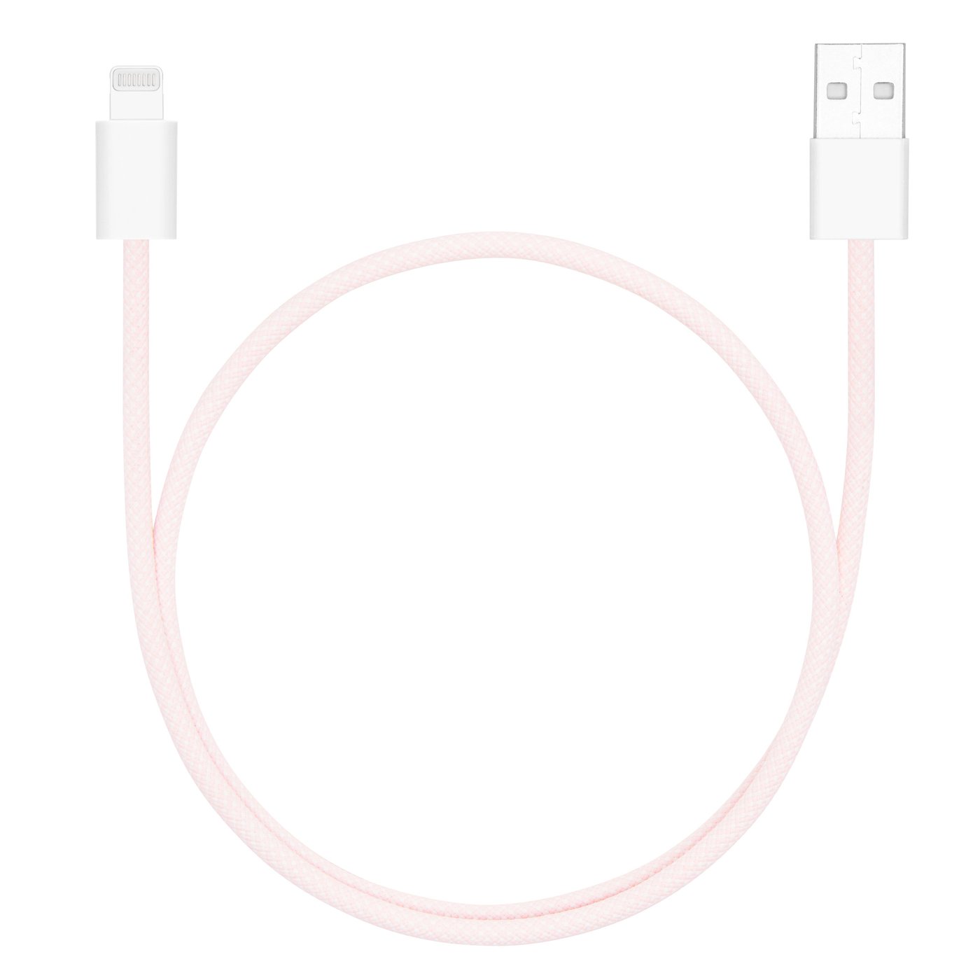 Linocell Flätad USB-A- till Lightning-kabel Rosa 0,5 m