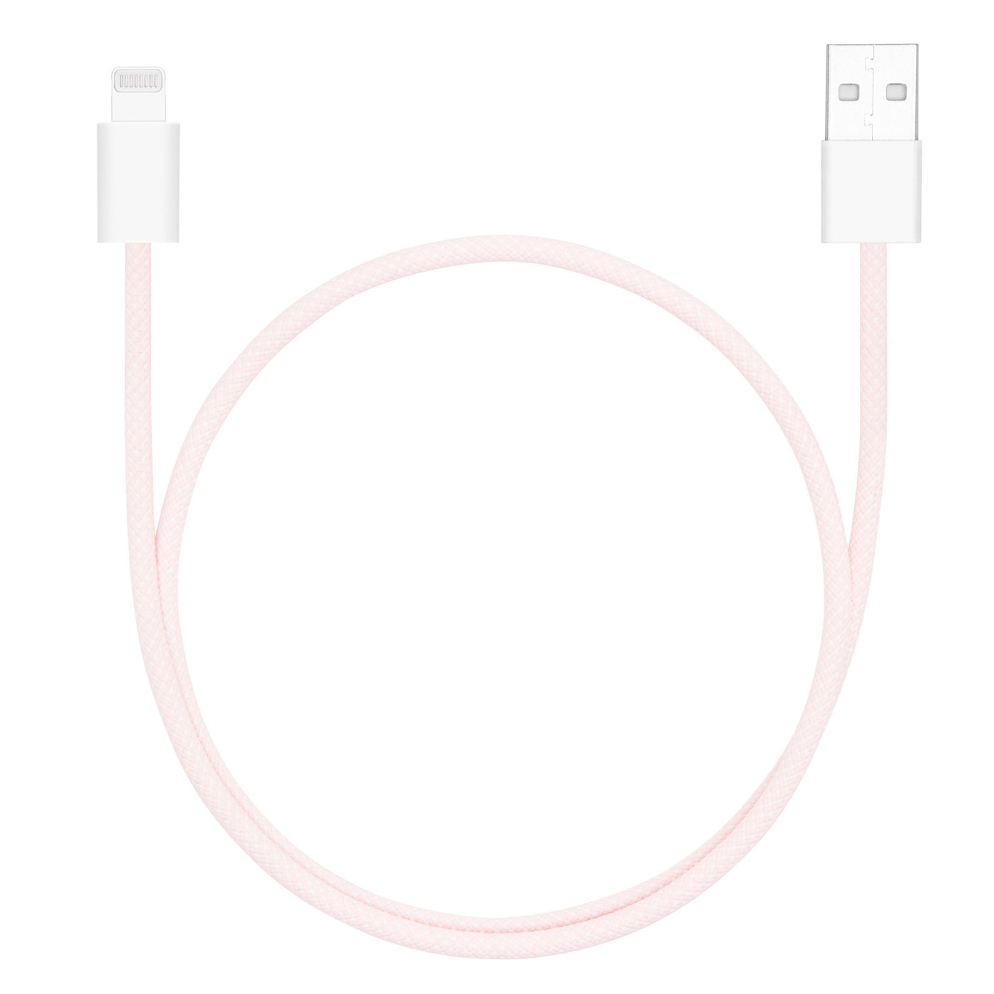 Linocell Flätad USB-A- till Lightning-kabel Rosa 0,5 m