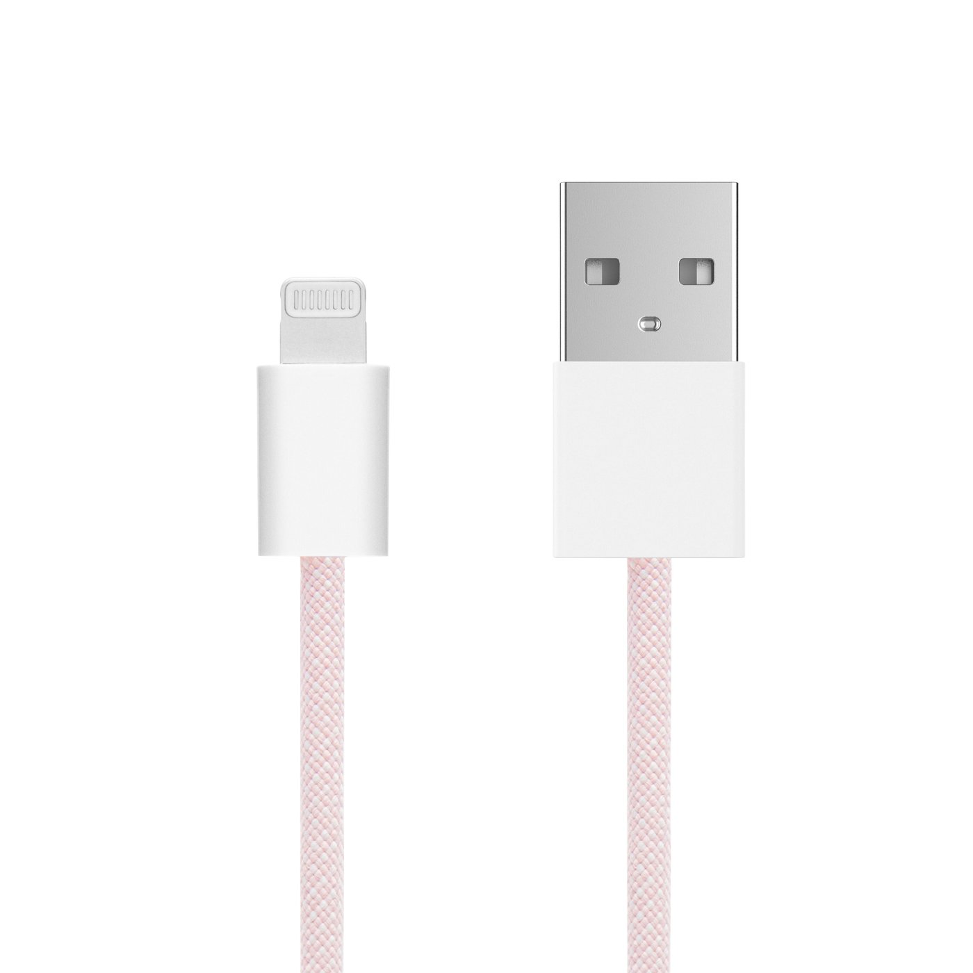 Linocell Flettet USB-A- til Lightning-kabel Rosa 1 m