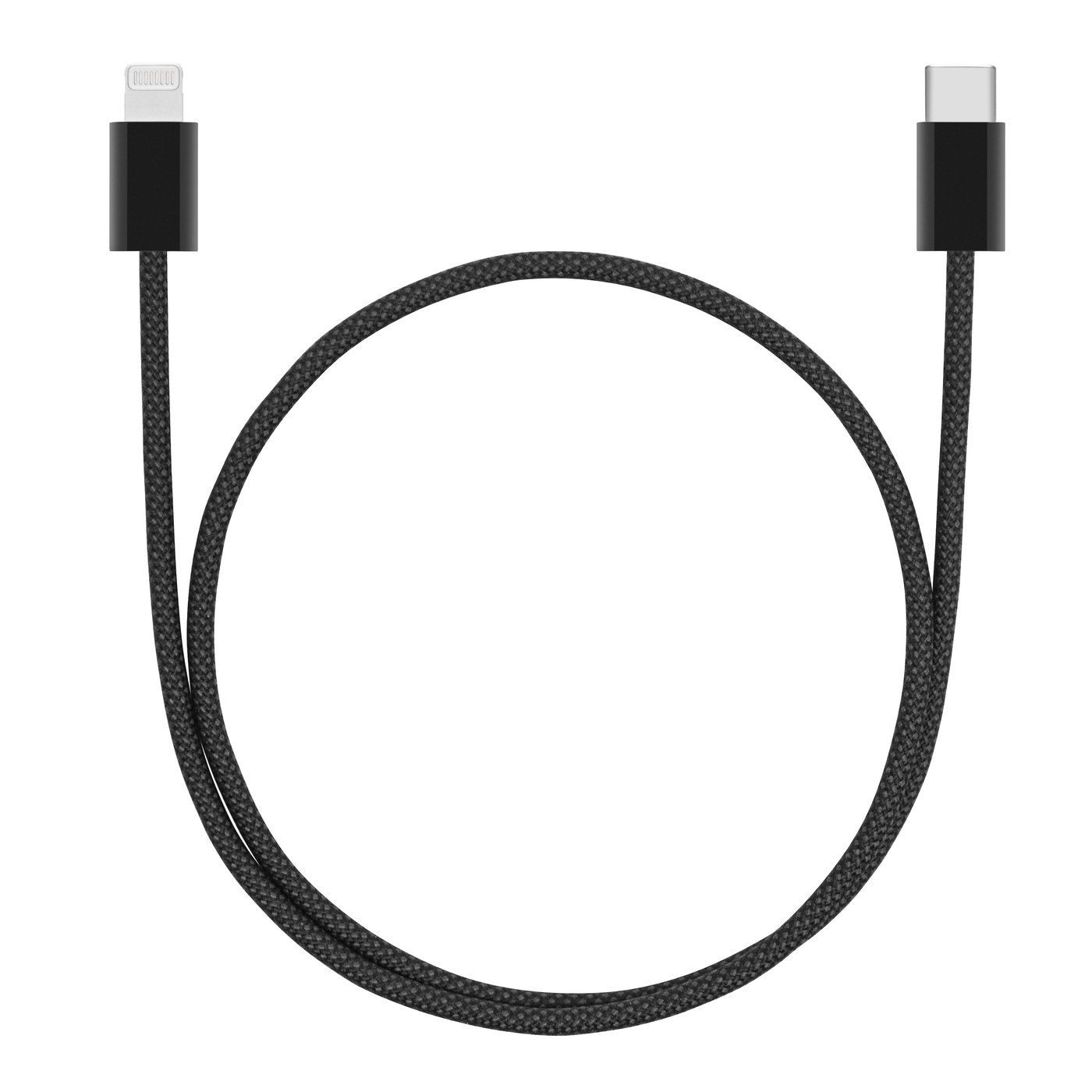 Linocell Flätad USB-C- till Lightning-kabel Svart 0,5 m