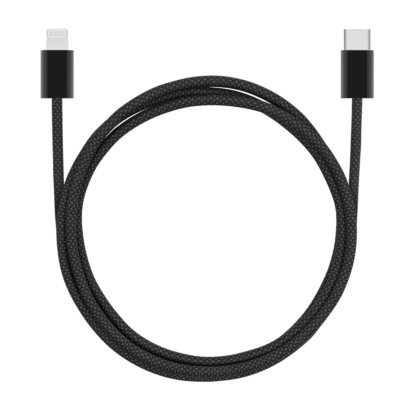 Linocell Flettet USB-C- til Lightning-kabel Svart 1 m