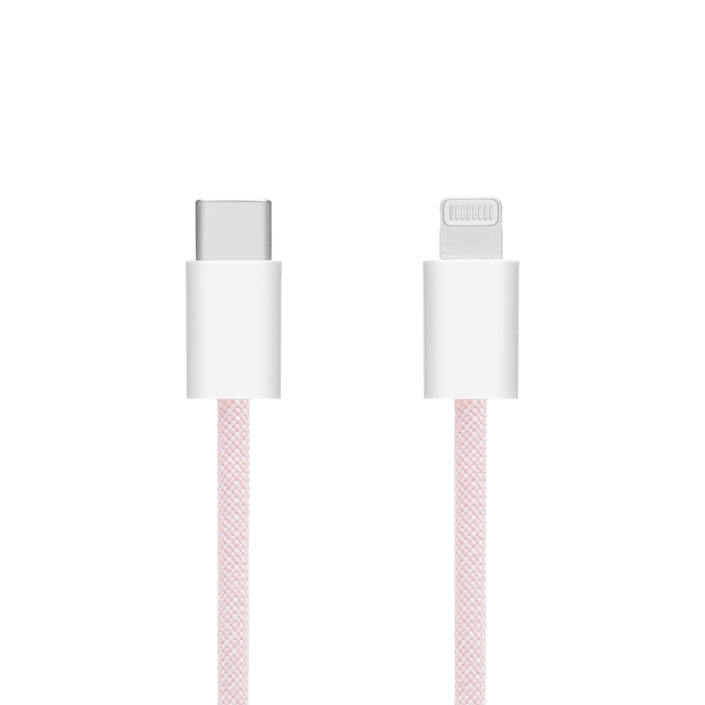 Linocell Flätad USB-C- till Lightning-kabel Rosa 2 m