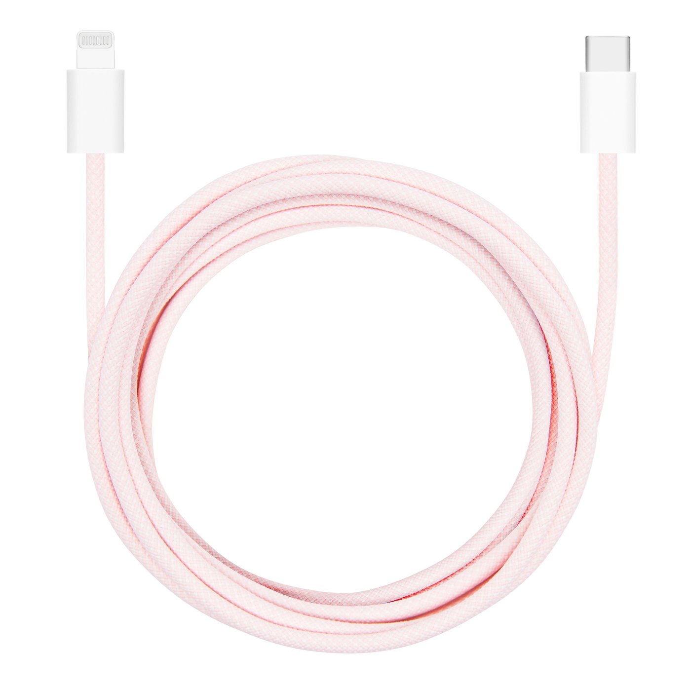 Linocell Flätad USB-C- till Lightning-kabel Rosa 2 m