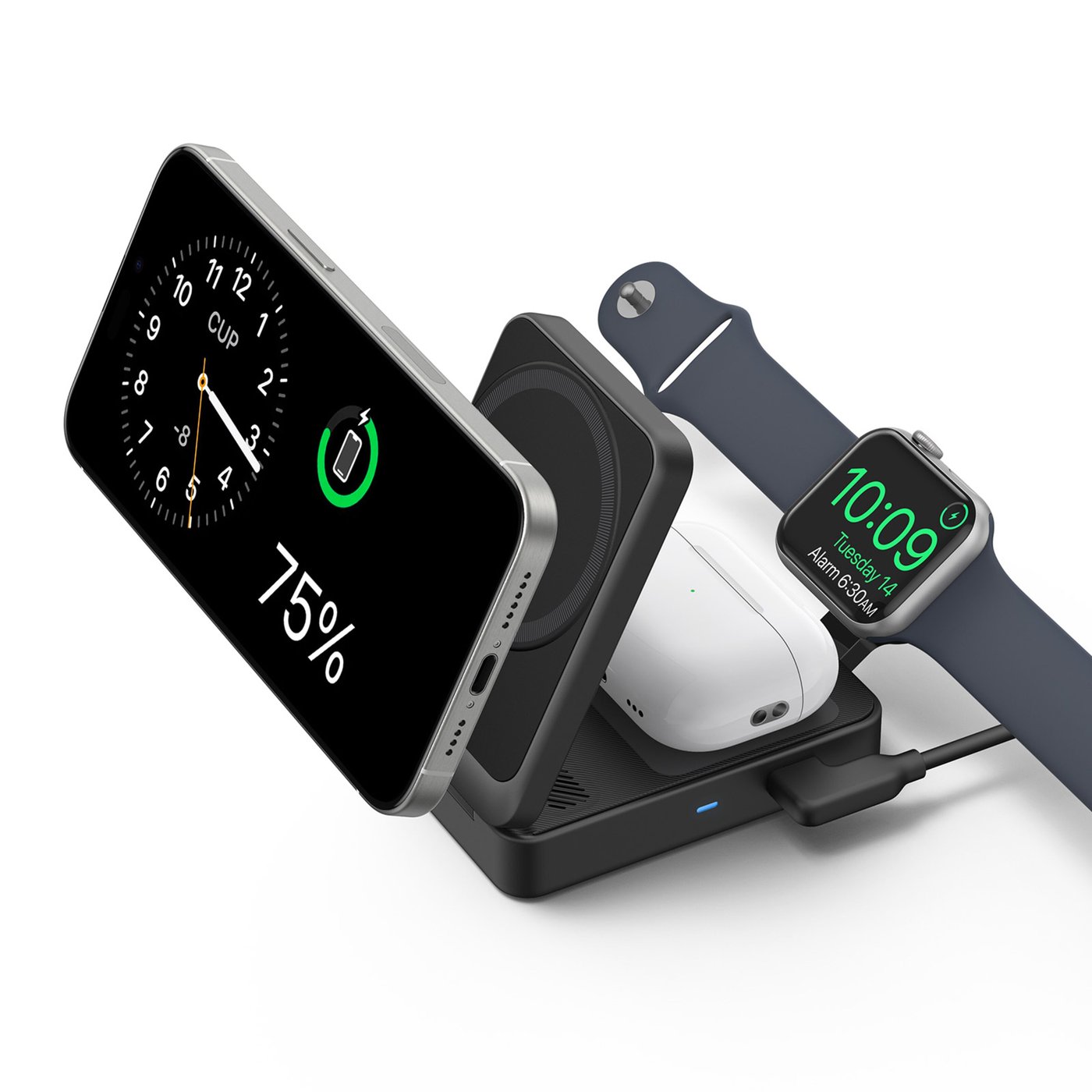 Anker MagGo Trådlös och vikbar 3-i-1-laddstation Svart