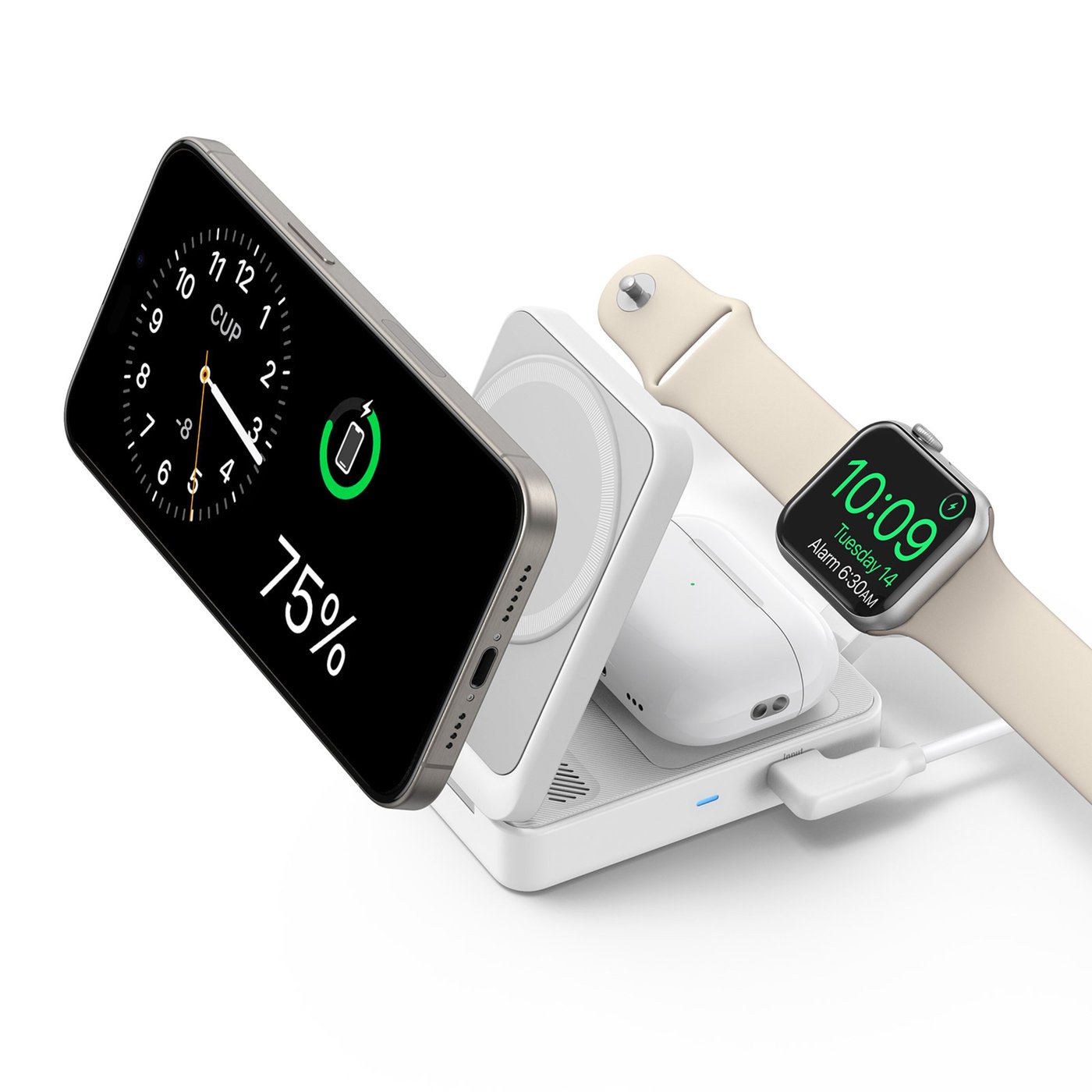 Anker MagGo Trådlös och vikbar 3-i-1-laddstation Vit