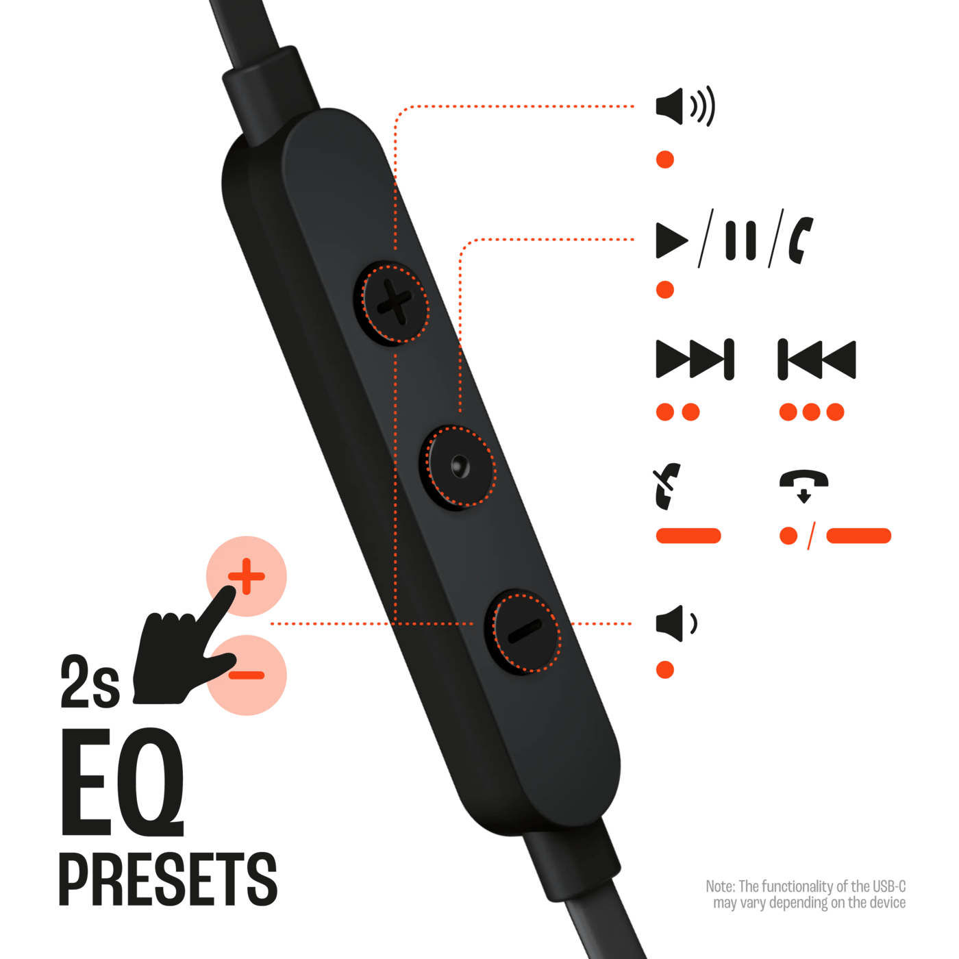 JBL Tune 305C USB-C-hodetelefoner med ledning Svart