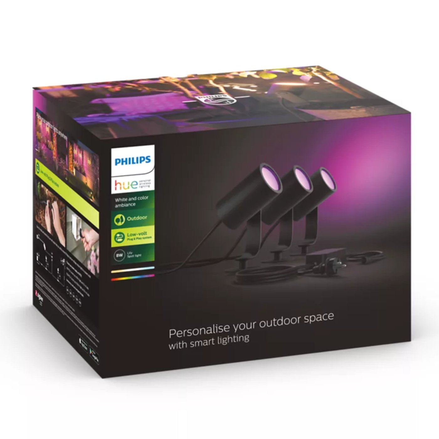 Philips Hue Lily Spotlight for utendørsbruk 3-pk.