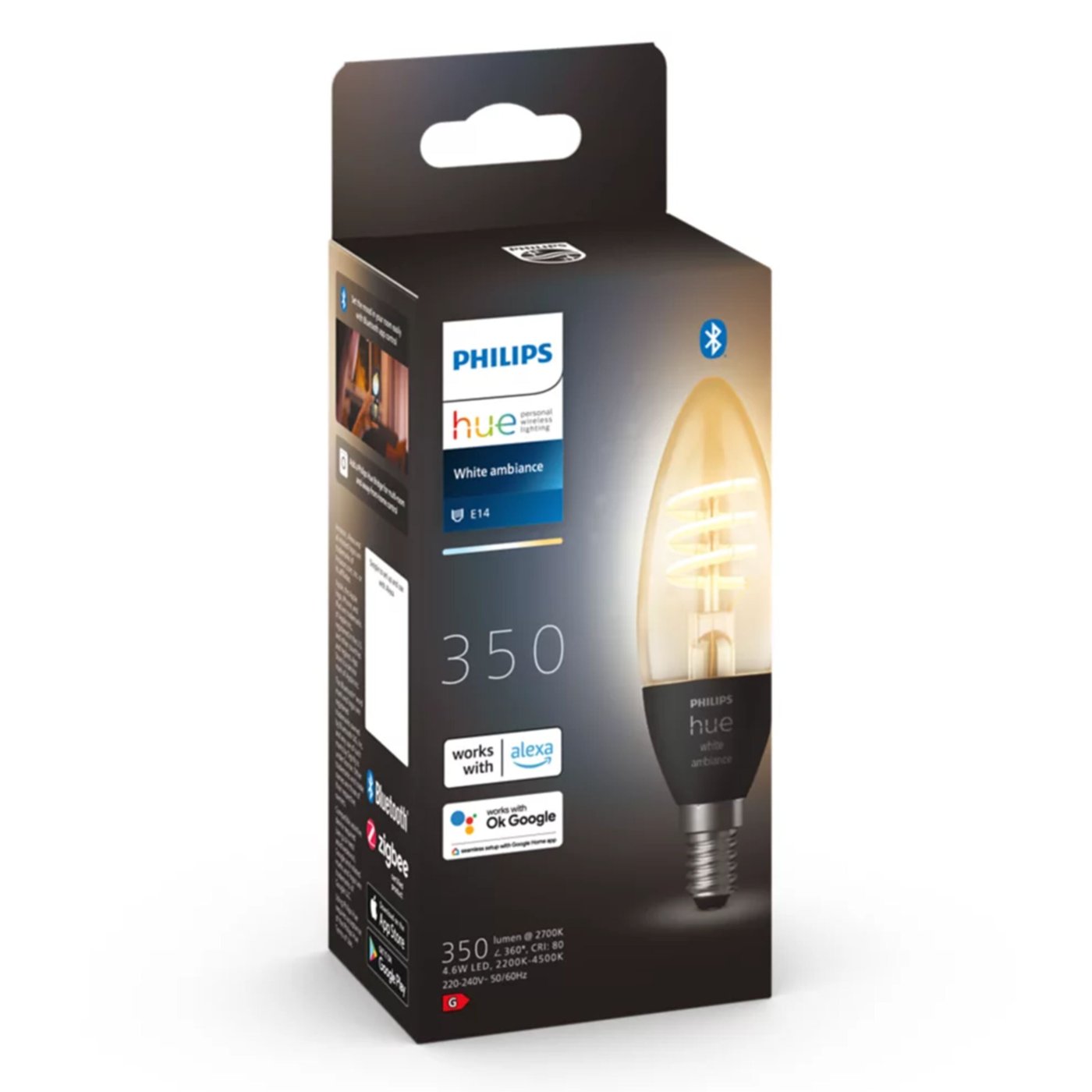 Philips Hue White Ambience Filament Smart LED-pære E14 350 lm