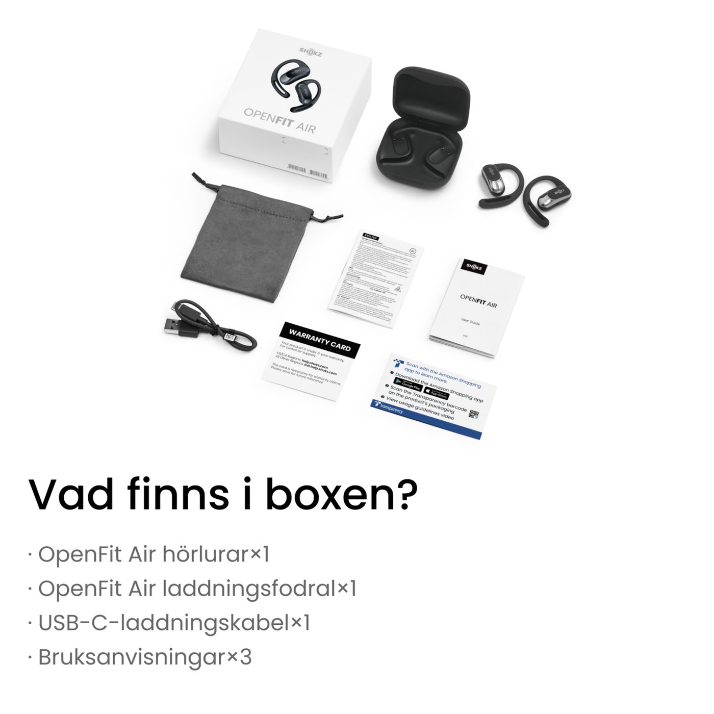 Shokz OpenFit Air Trådlösa hörlurar Svart