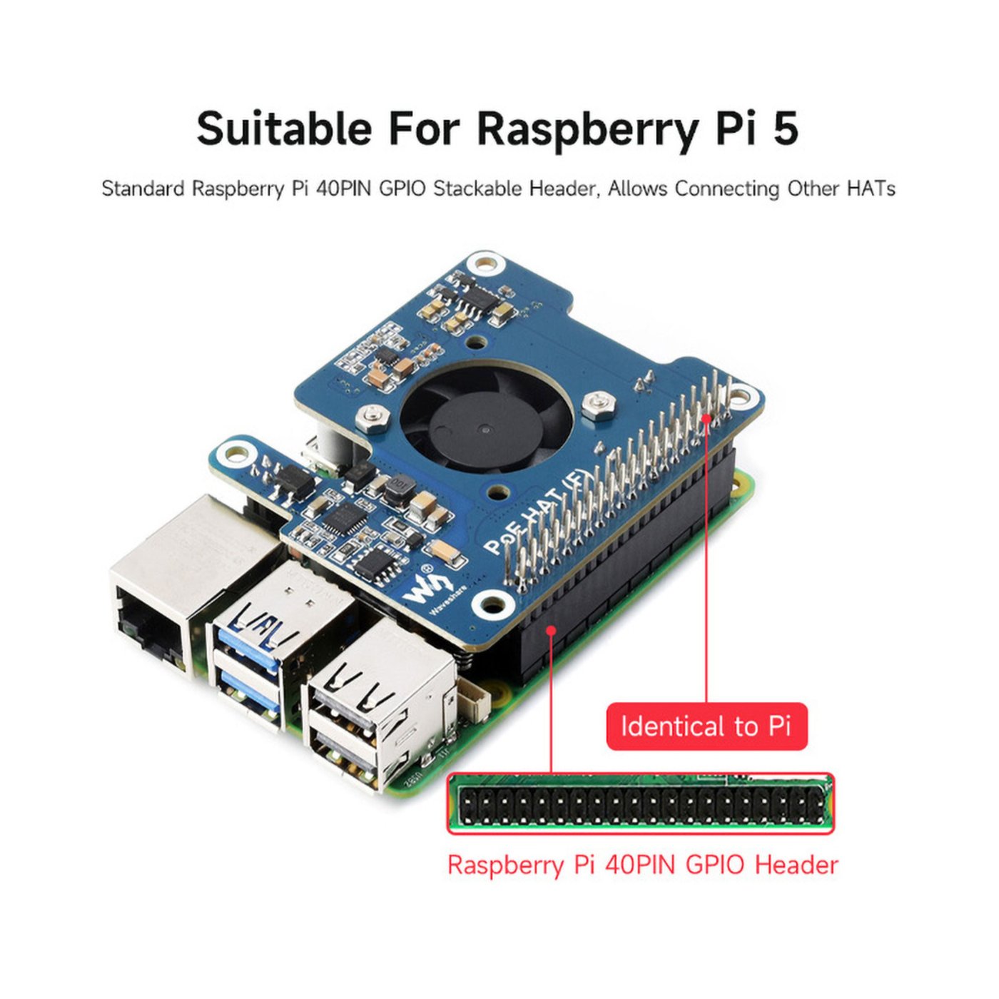 PoE+ Hat for Raspberry Pi 5