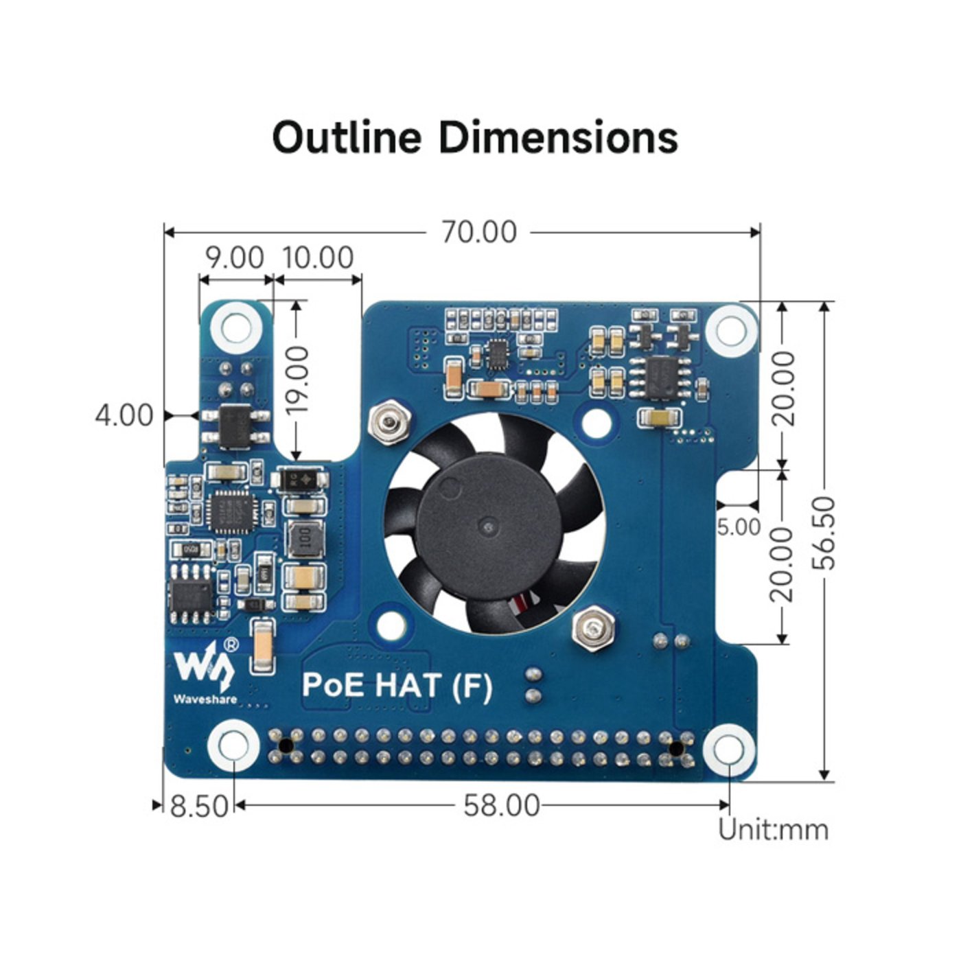 PoE+ Hat for Raspberry Pi 5