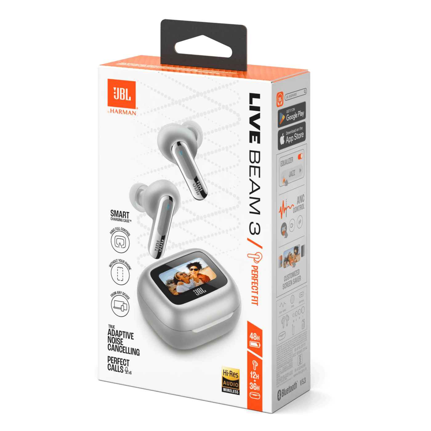 JBL Live Beam 3 Trådløse hodetelefoner Sølvfarget