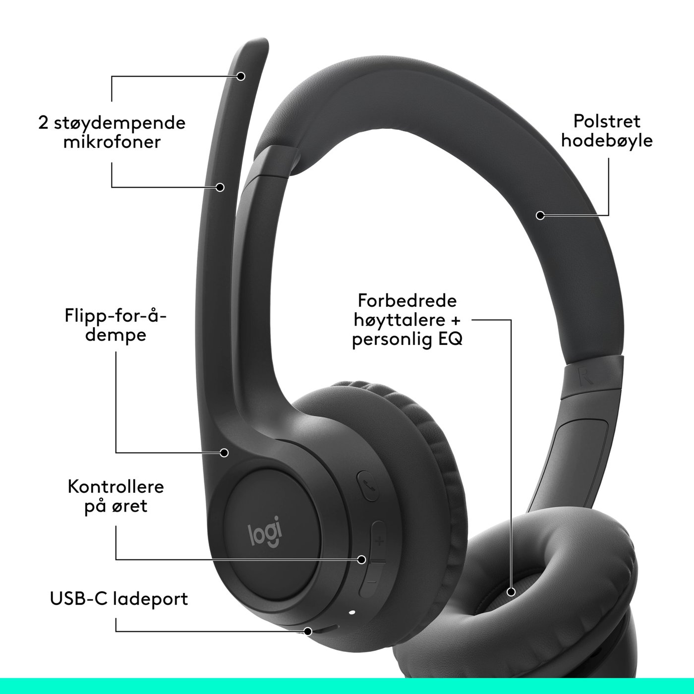 Logitech Zone 300 Trådløst headset Graphite